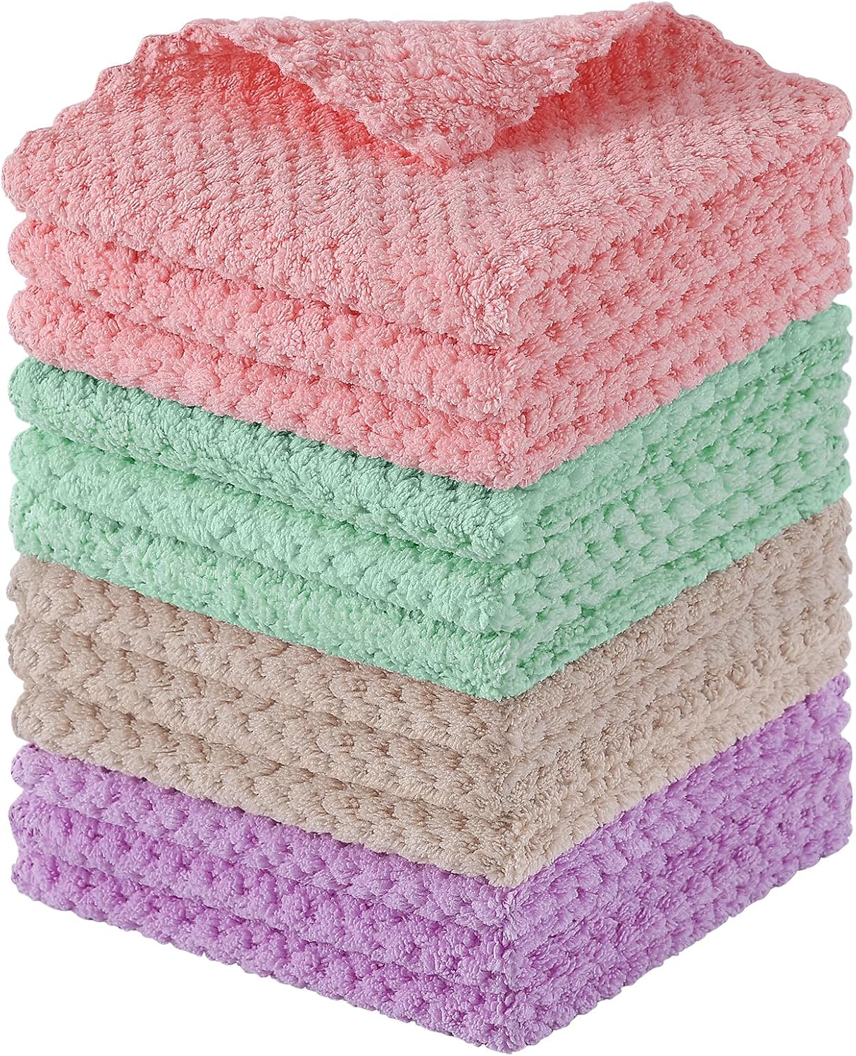 Homaxy 12 Pack Kitchen Dish Cloths, Ultra Soft and Absorbent Dish Towels, Reusable Fast Drying Microfiber Cleaning Cloth, Coral Velvet No-lint Cleaning Rags, 10 x 10 inches, Mix Color