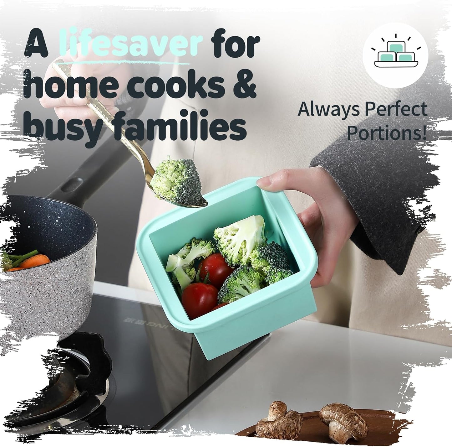 2-Cup Silicone Freezer Trays with Lids – Perfect for Meal Prep, Portion Control, and Easy Freezing-Meal Prep Container Molds for Soup,Leftovers (Bondi Mint, 4 Pack)