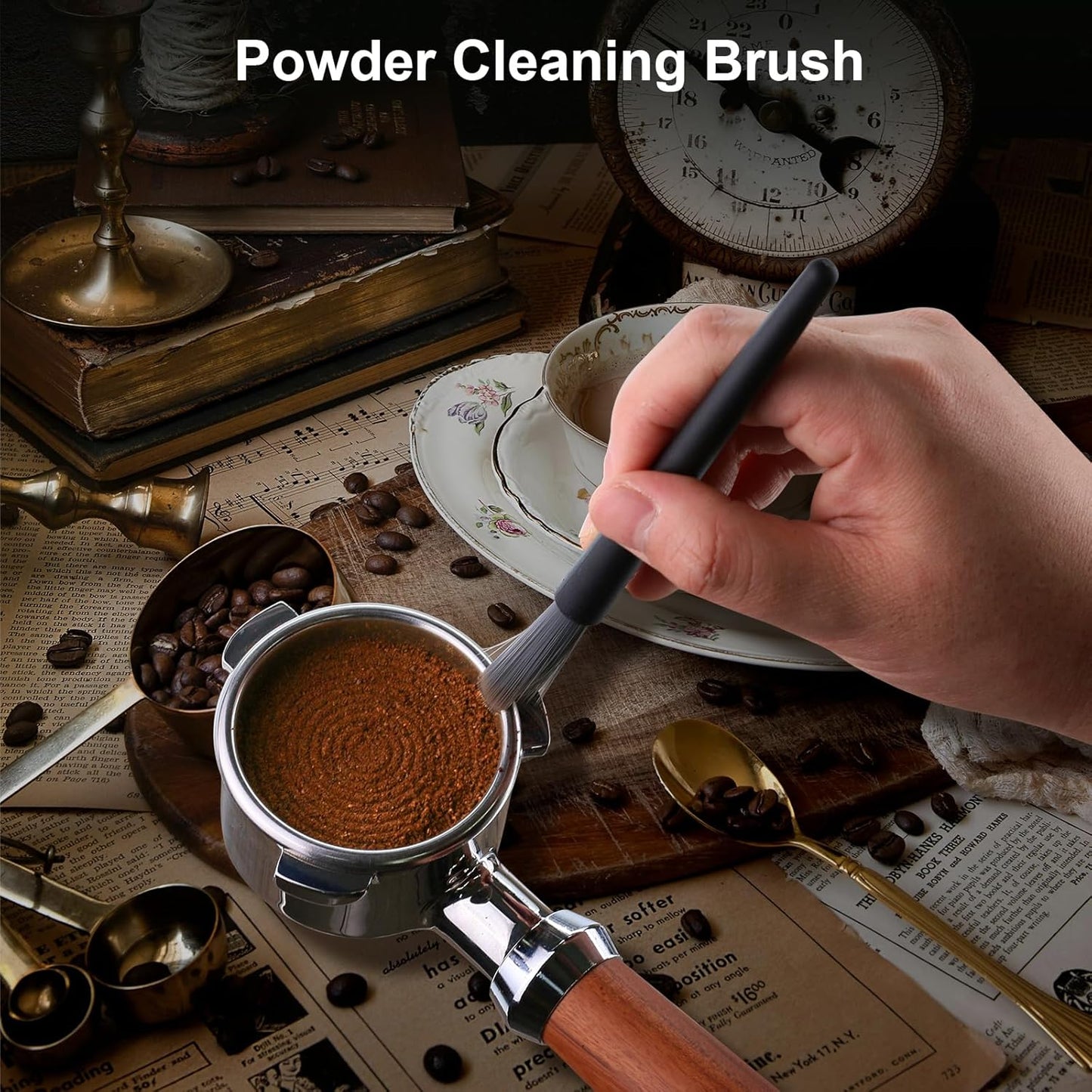 58mm Espresso Tamper Set, 5-IN-1 Espresso Accessories Kit with Coffee Tamper, WDT Tool, Dosing Funnel, Non-slip Mat and Cleaning Brush