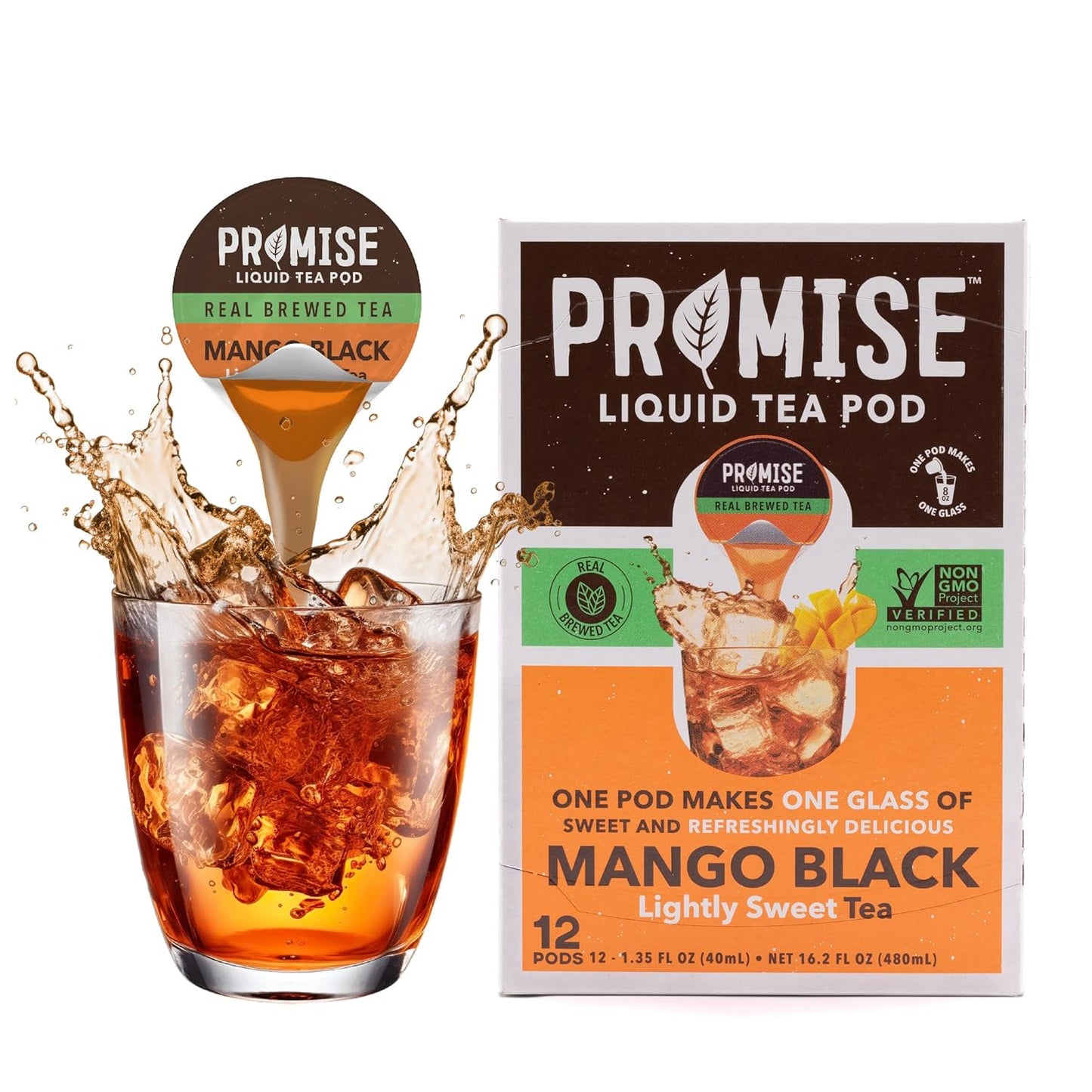 Promise Tea by Java House - Cold-Brewed Tea Concentrate Pods - Ethically Sourced - Mango Black Lightly Sweet Tea - Pack of 12