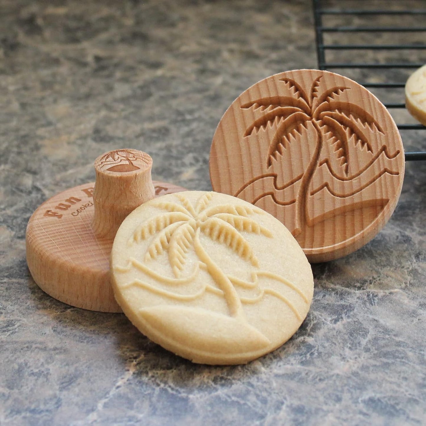 Wood Cookie Stamp, 2.5 Inch (Tropical Island CS-046)