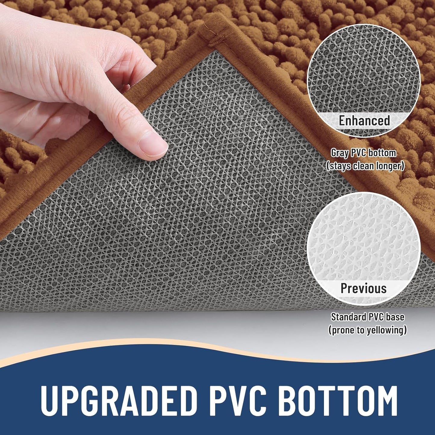 Arotive Luxury Chenille Bathroom Rug Mat, Extra Soft Thick Absorbent Shaggy Bath Rugs, Non-Slip Machine Wash Dry, Plush Bath Mats for Bathroom, Shower and Tub, 47x24, Ochre