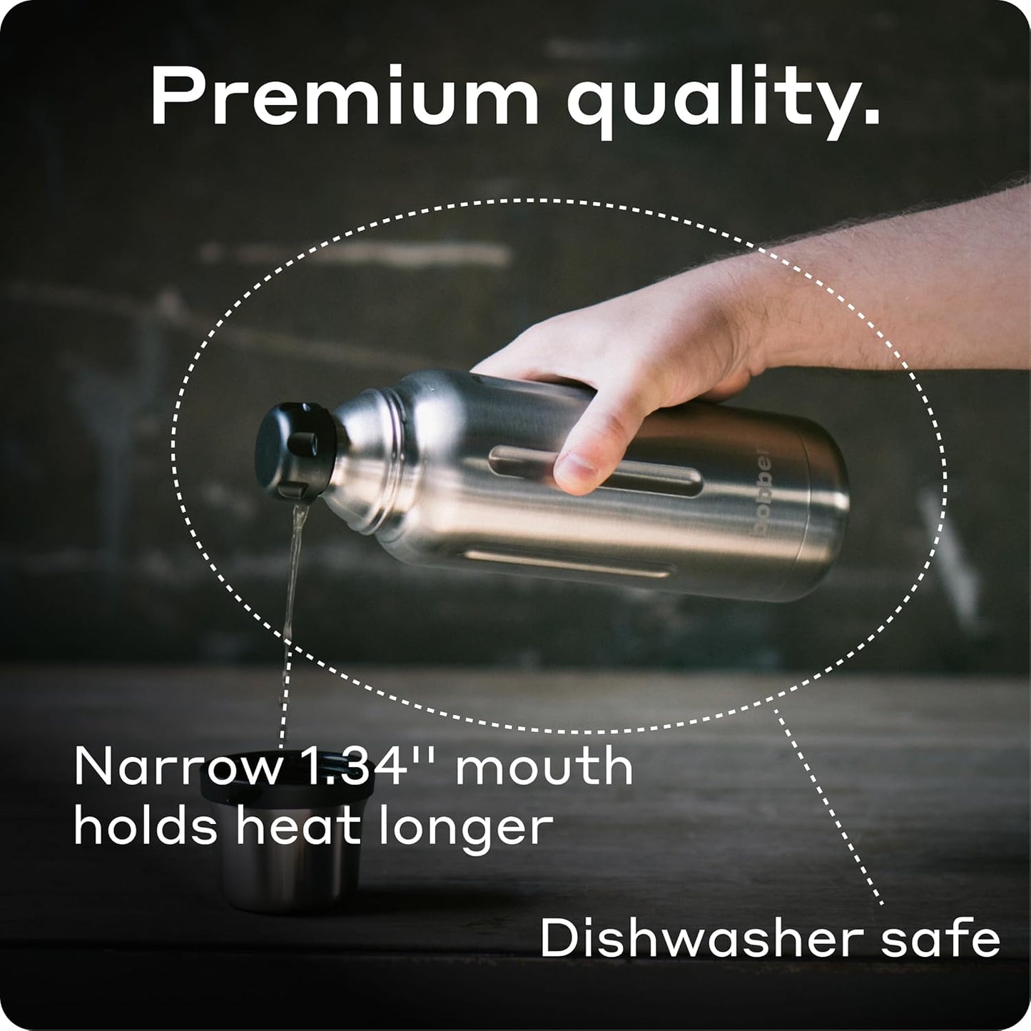 BOBBER 26 oz Stainless Steel Heavy Duty Thermos for Hot and Cold Drinks – Dishwasher Safe Insulated Water Bottle with Cup Lid – Keeps Hot for 36 Hours – Leak-Proof Rugged Thermos with Screw Lid (Red)