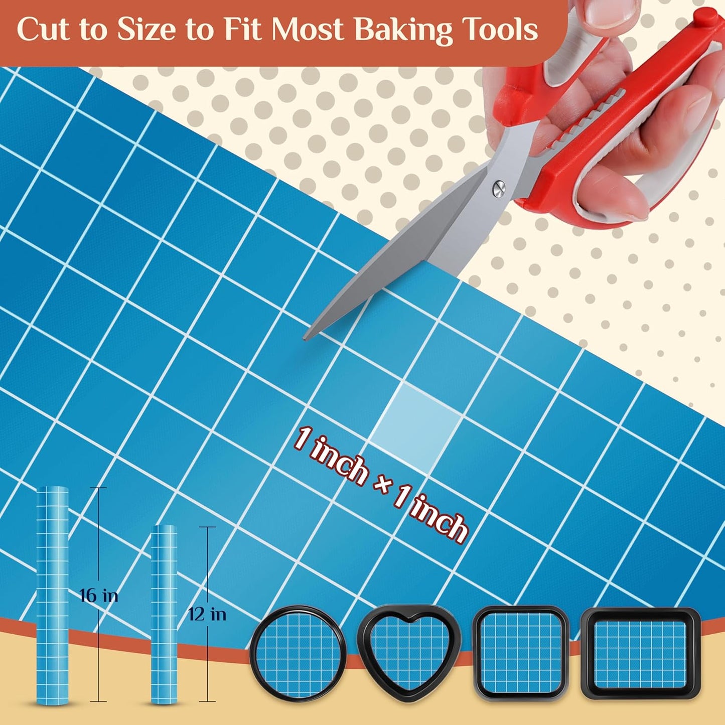 Silicone Baking Mat, 12 IN x 6 FT Free Cutting Baking Sheet, Non-Stick Reusable Dough & Pastry Mat, Non-Slip Silicone Mat Roll for Air Fryer Liner, Freeze Dryer, Oven Baking Pan, Kitchen Counter