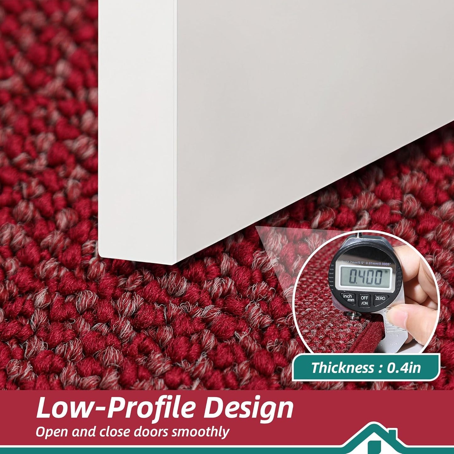 BEQHAUSE Dirt Trapper Door Mat 20" x 32", Non-Slip Washable Doormats Entrance Mat, Dirt Resistant and Absorbent Welcome Mat, Low Profile Floor Mats for Front Back Door and Entryway, Red