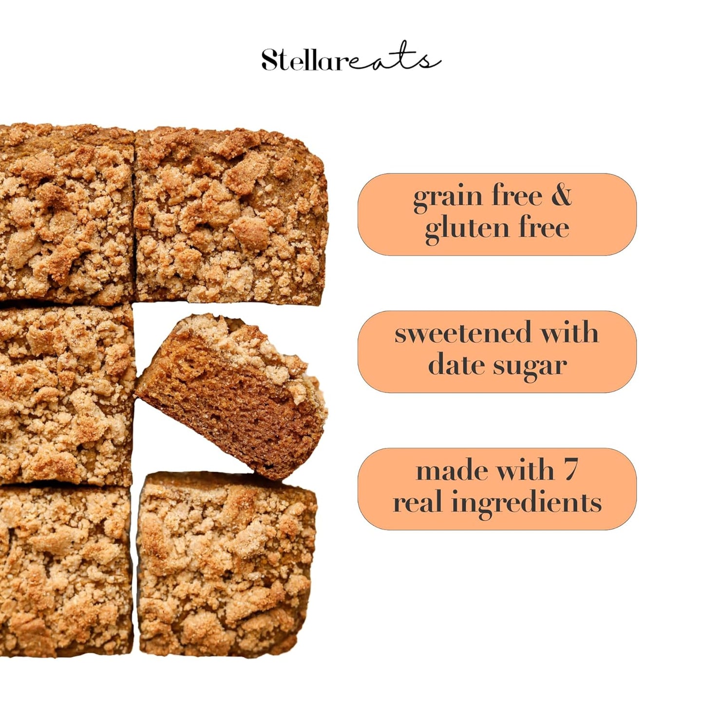 Stellar Eats Grain-Free Coffee Cake Baking Mix | Gluten-Free, Dairy-Free, Plant-Based, Paleo-Friendly, Naturally Sweetened with Date Sugar, Certified Kosher | Almond Flour-Based | 12.6 oz | 1 Pack