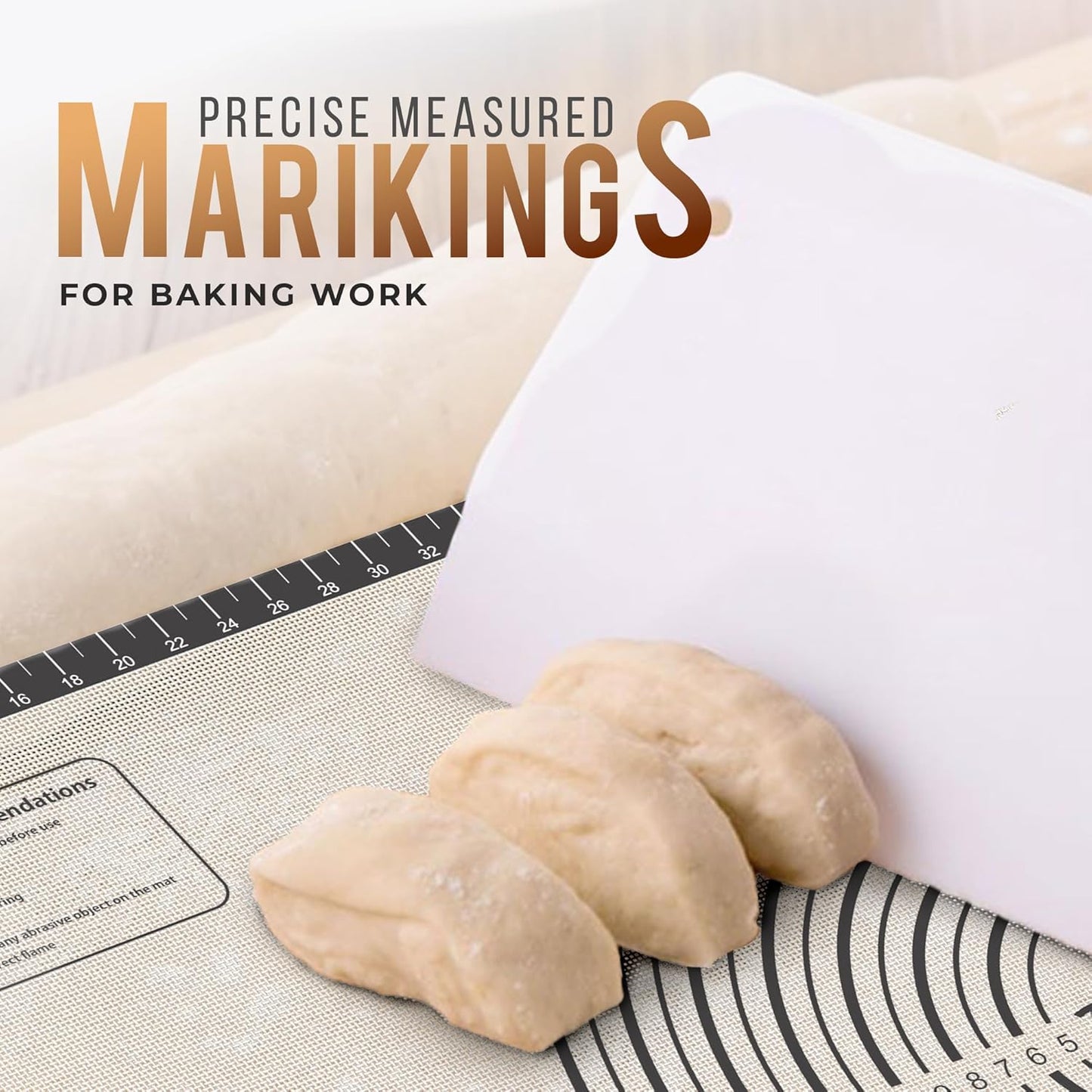 36 * 24 inches Black, Non-Slip Silicone Baking Sheets - Baking Mat with 0.7mm Thickness - Non-Stick Pastry & Cookie Mat for Kitchen Counter for Rolling Out Dough with Measurements.