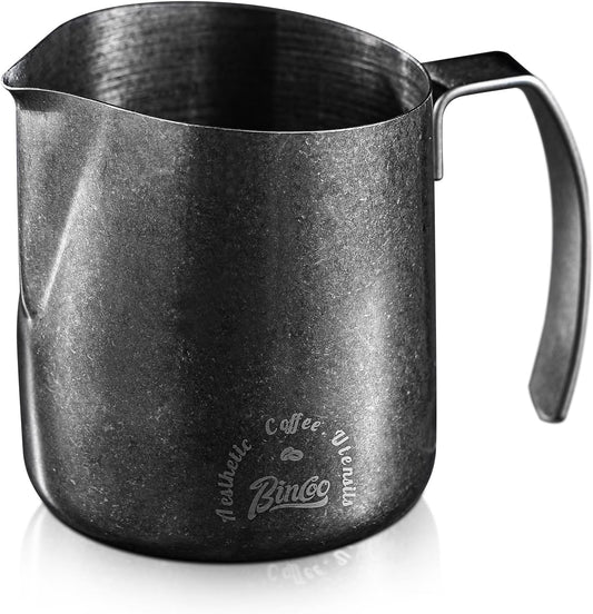 Bincoo Milk Frother Pitcher 500ml(17oz) - Stainless Steel Barista Milk Frothing Cup with Ice Crystals Design - Professional Espresso & Cappuccino for Coffee Machine,Latte Art