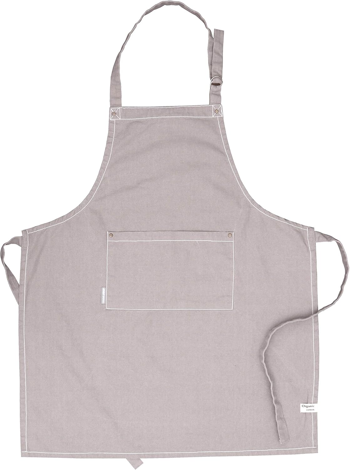AMOUR INFINI Cotton Solid Aprons for Women with Pocket, Adjustable Strap and Waist Ties Washed Chef Aprons for Cooking, Baking and Gardening (Beige)
