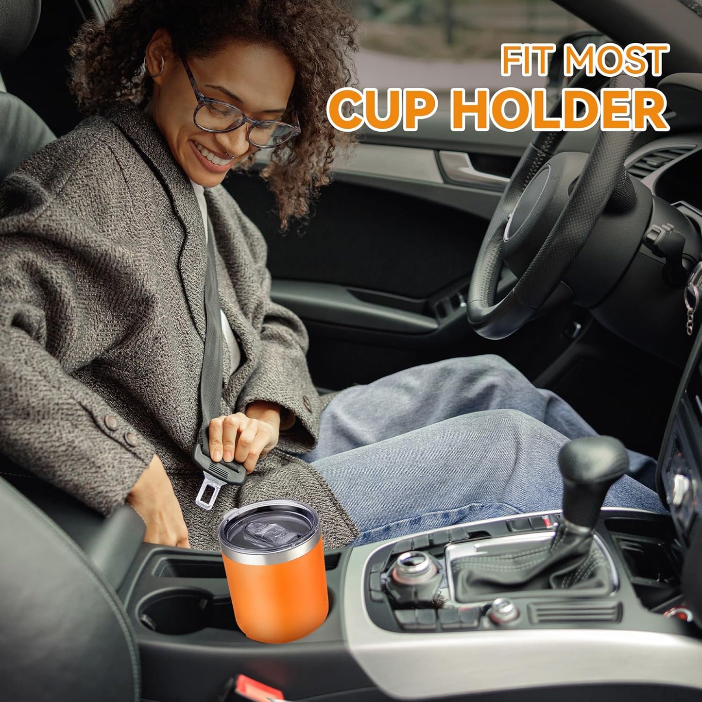 30 oz Tumbler with Lid Stainless Steel Tumblers Bulk Vacuum Insulated Cup Reusable Powder Coated Travel Mug Double Wall Leak Proof Cups Keep Cold Drinks for 12 Hours Orange, Set of 4