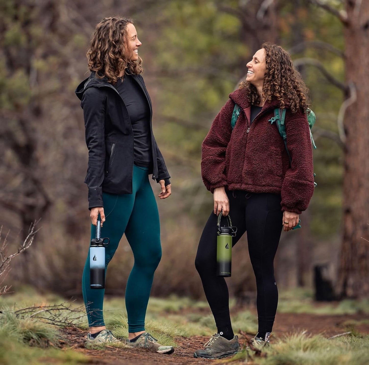 HYDRO CELL Stainless Steel Insulated Water Bottle with Straw - For Cold & Hot Drinks - Metal Vacuum Flask with Screw Cap and Modern Leakproof Sport Thermos for Adults (Army/Black 18oz)