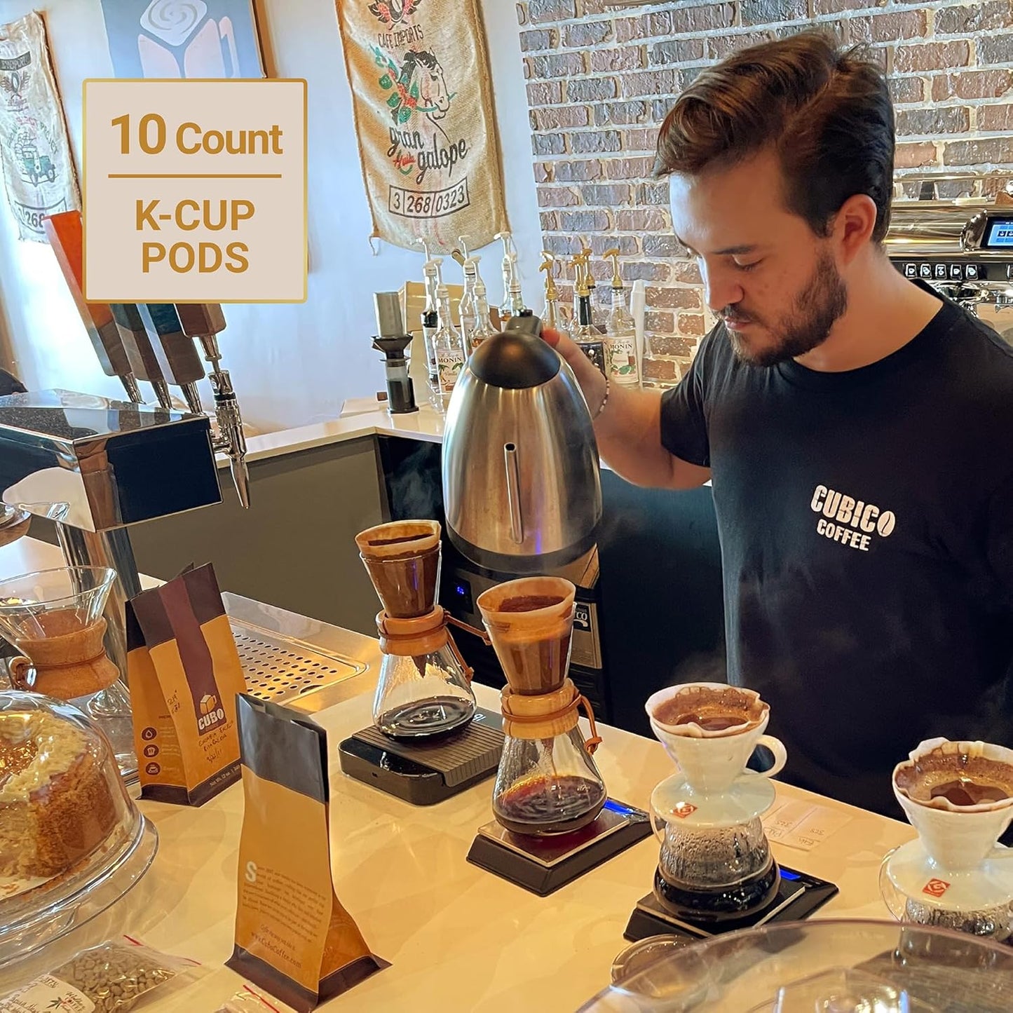 Cubico Coffee Medium Roast Peru Cenfrocafe Single Origin Coffee Pods, 10 Count, K-Cup Compatible Brewers