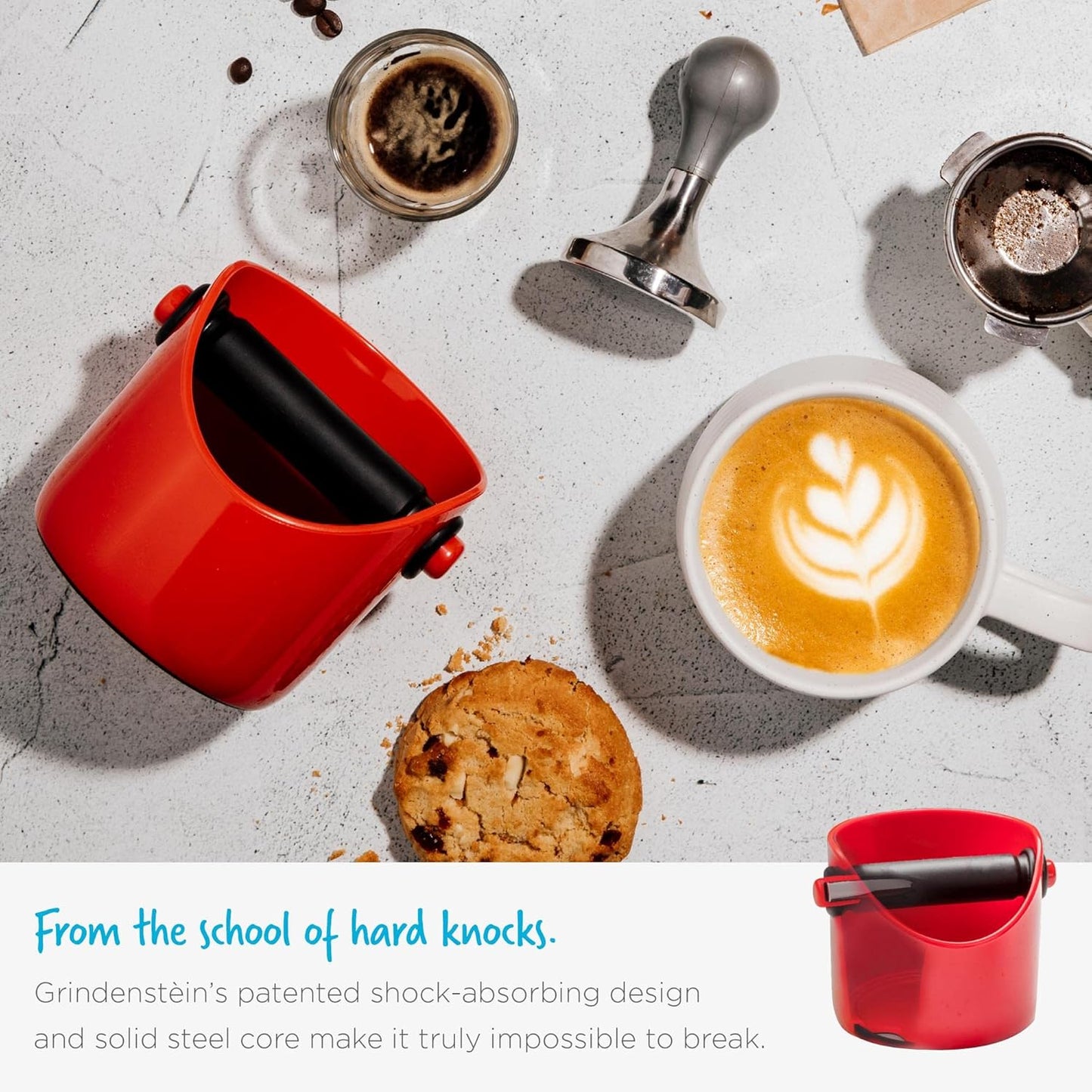 Dreamfarm Grindenstèin Sturdy, Compact, Modern Space-Saving Espresso Coffee Grind Knock Box - Silver