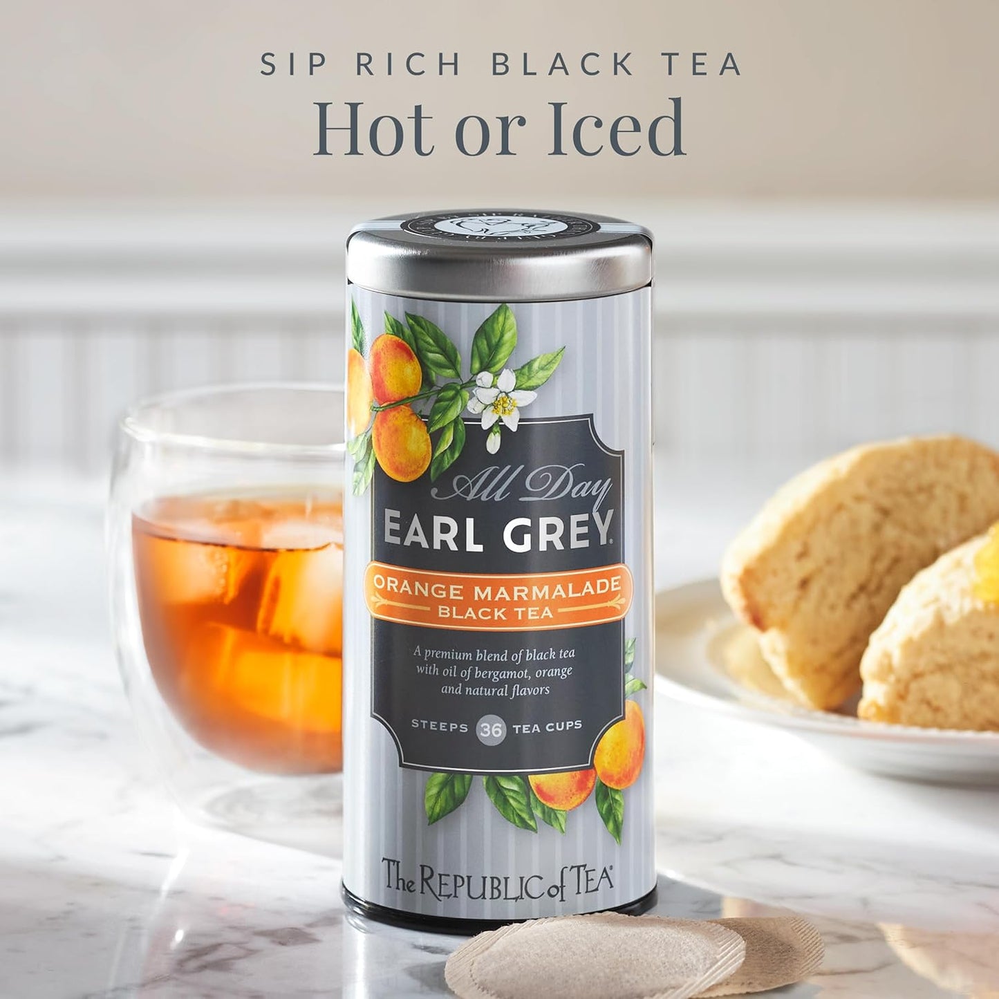The Republic of Tea – All Day Earl Grey® Orange Marmalade Black Tea, Naturally Caffeinated, 36 Tea Bags