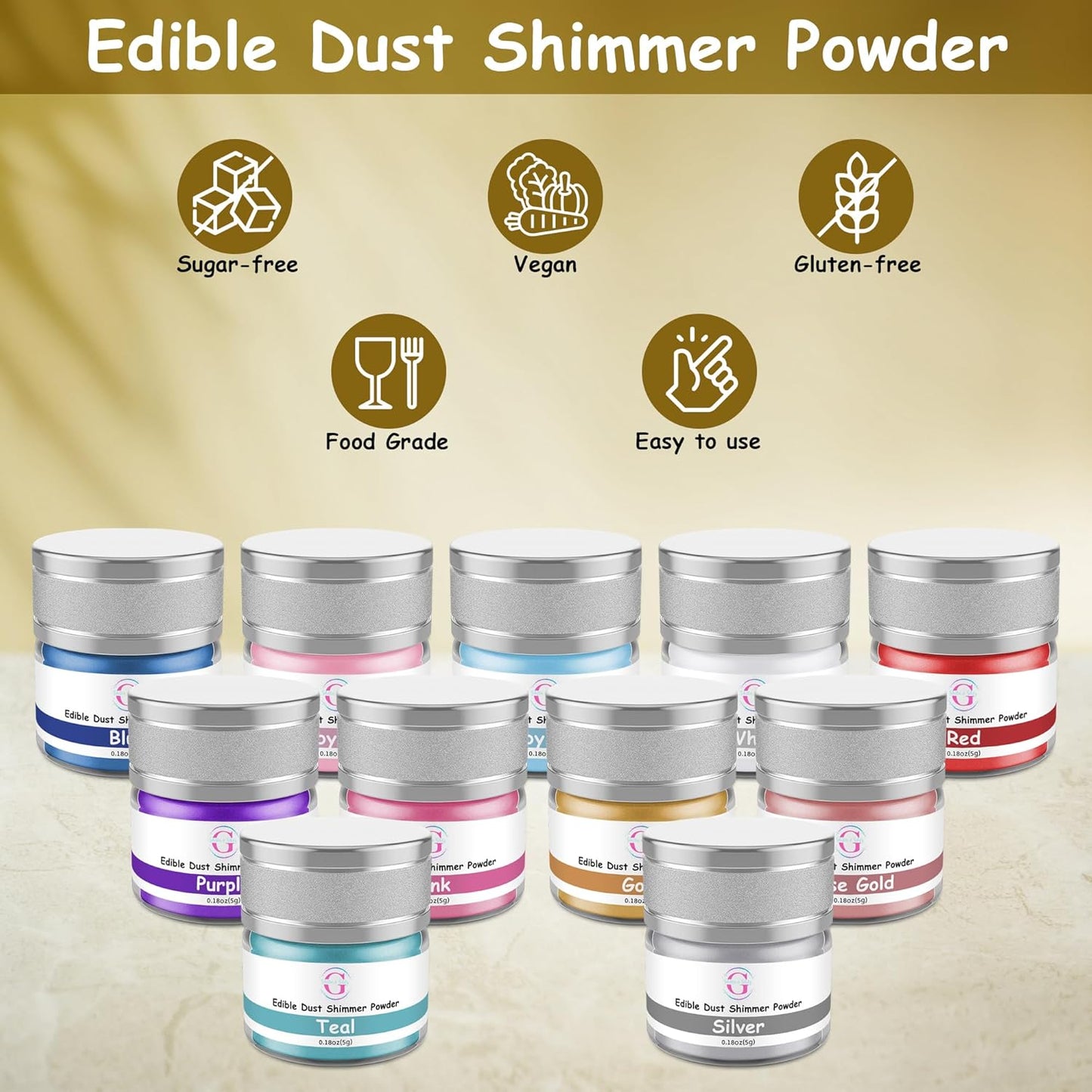 Glitter & Glitz Edible Glitter for Drinks - Premium Drink Glitter Edible Dust for Cocktails, Baking, Brew, Champagne - Luster Dust and Cocktail Glitter - Edible Glitter for Drinks Decoration (Red, 5Grams)