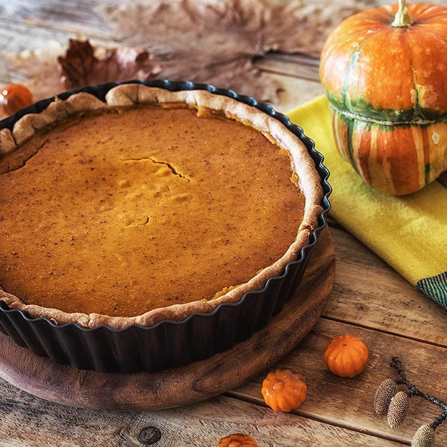 2 Pack Nonstick Tart Pan, Quiche Pan, Carbon Steel Deep-dish Pie Pan with Removable Loose Bottom (10 In)