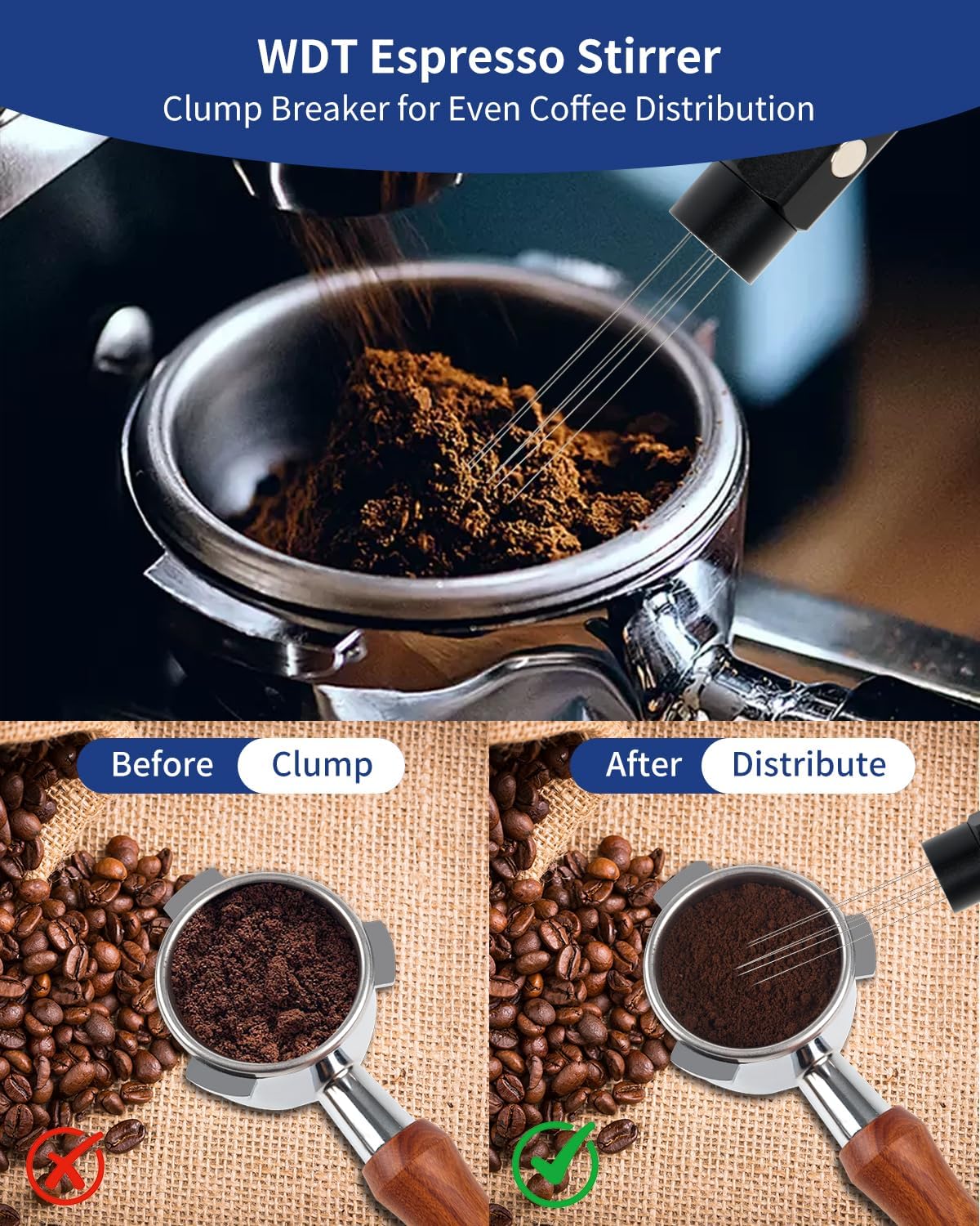 7 Pack 54mm Espresso Accessories – Tamper Station, Coffee Distributor, WDT Tool, Tamping Mat, Dosing Funnel, Brush & Puck Screen – Barista Tools Kit for Espresso Machines at Home or Cafe