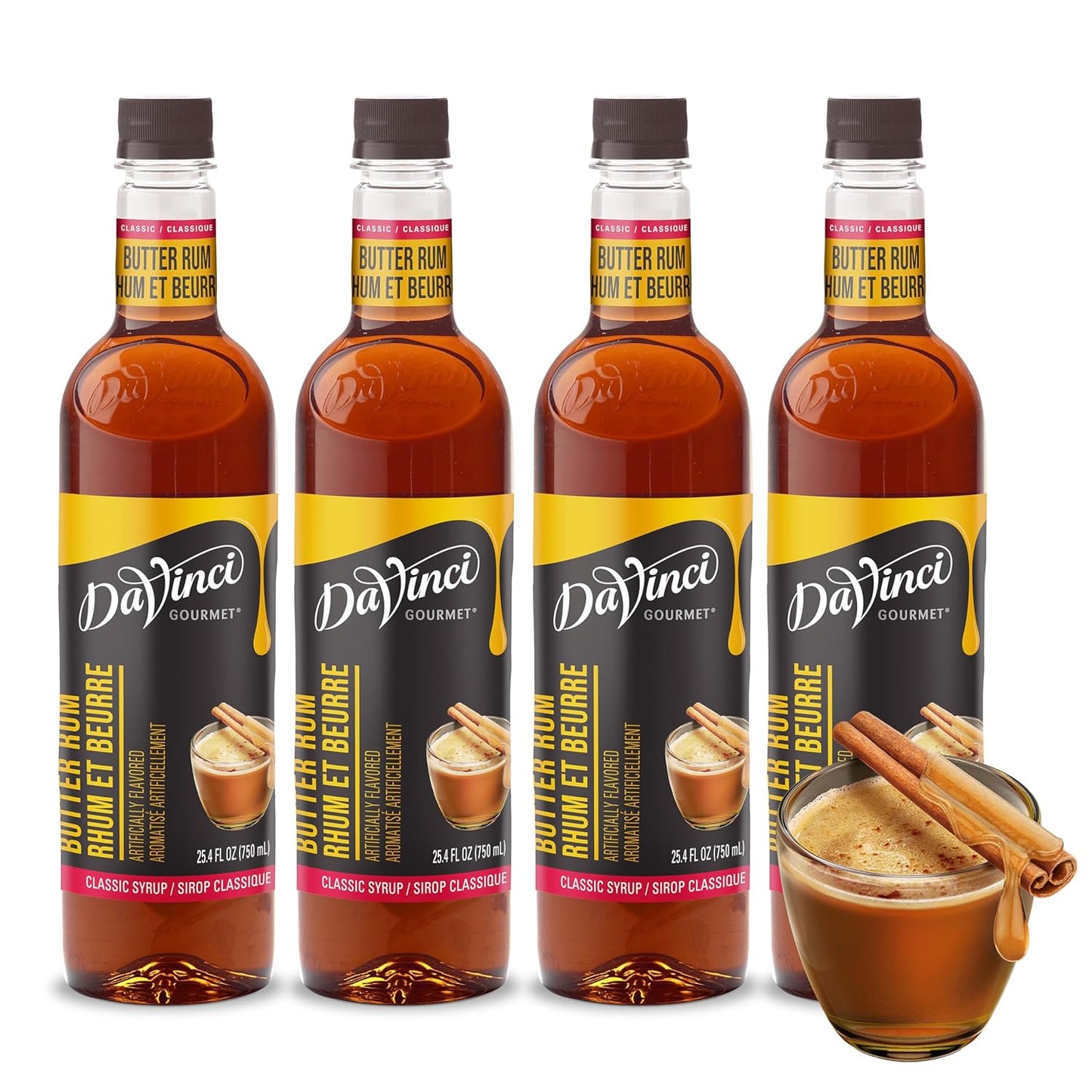 DaVinci Gourmet Classic Butter Rum Syrup, 25.4 Fluid Ounces (Pack of 4)