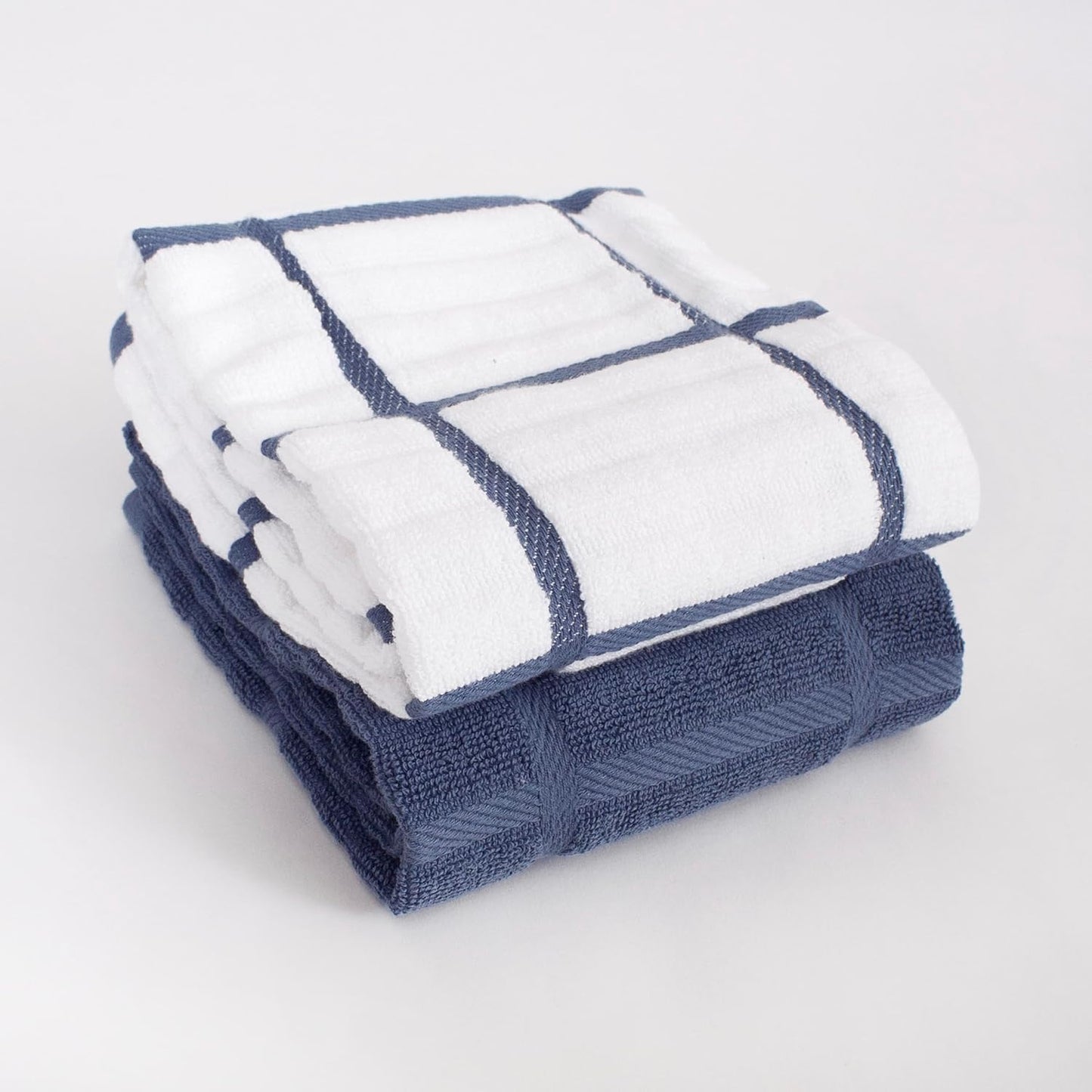 All-Clad Solid & Coordinate Kitchen Towels: Highly Absorbent, Super Soft Long Lasting 100% Cotton, 17" x 30" Tea Towels for Cleaning & Drying Dishes, Pans, Glassware, Countertops, 4-Pack, Indigo