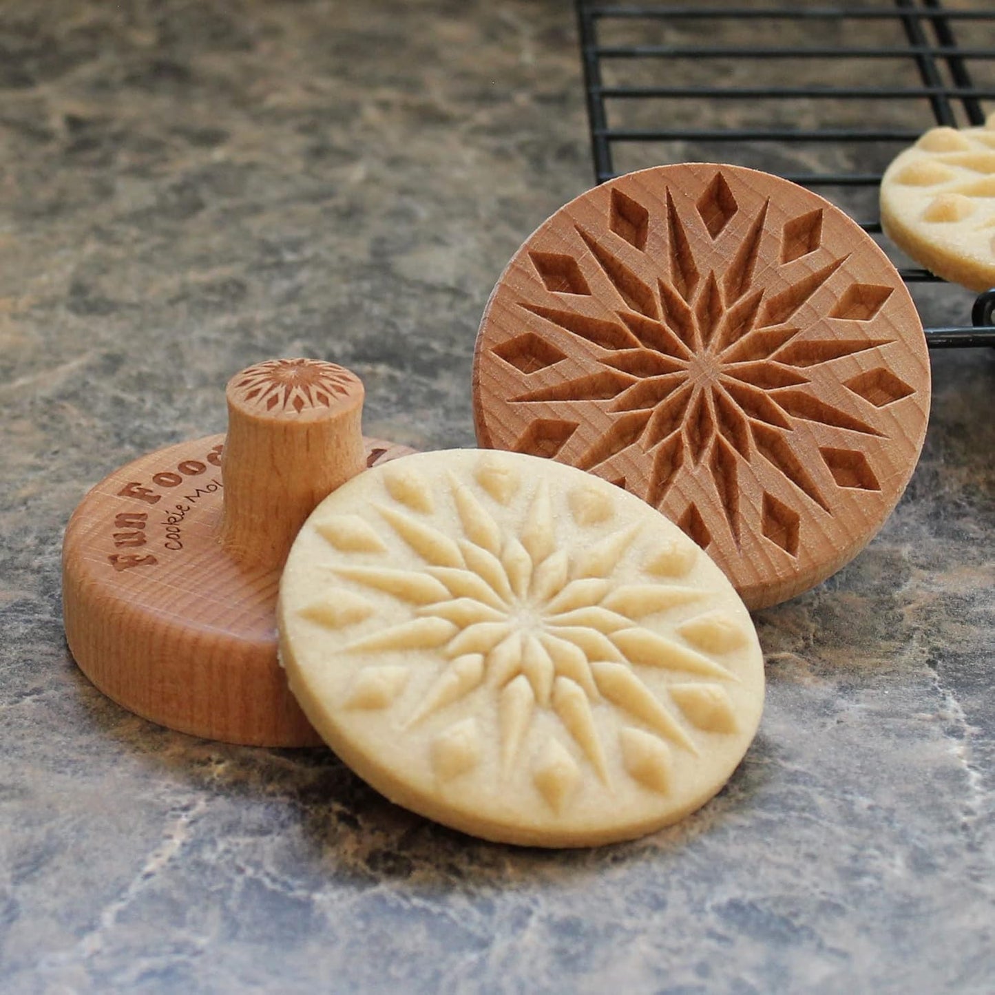 Wood Cookie Stamp, 2.5 Inch (Diamond Mandala CS-042)