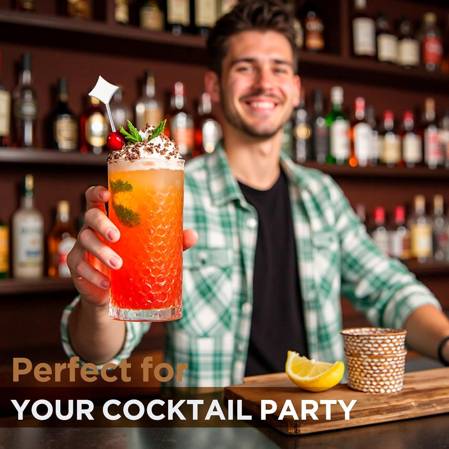 Demigo Long Cocktail Picks 7.5 inches, 8pcs New Styles Stainless Steel, Reusable Olive Stuffers Martini Pick set Fruit Toothpick Garnish Skewers Appetizer Drink Stick for Bar Party, Barbeque Snack