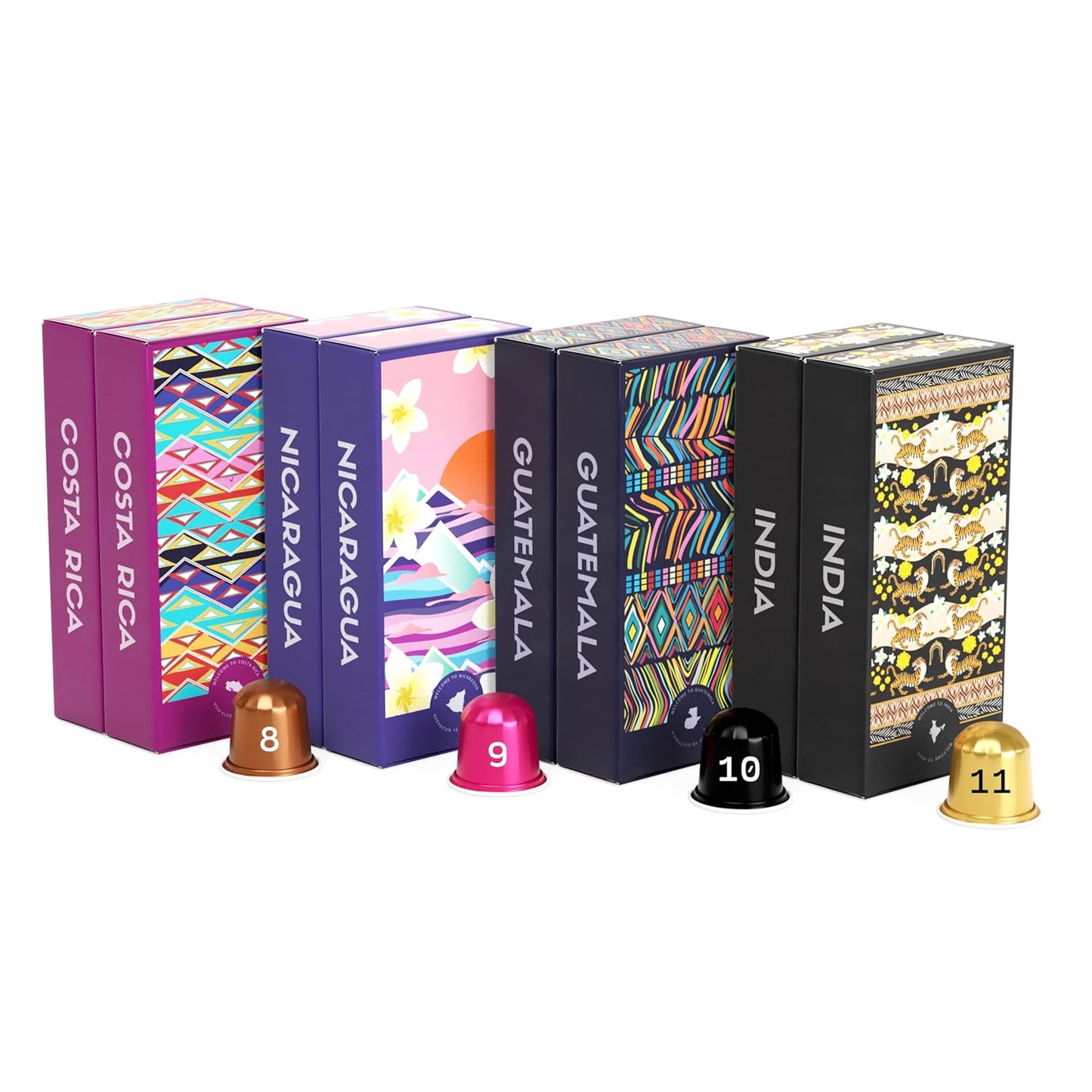 Atlas Coffee Club Espresso Pods Compatible with Nespresso Original– Dark Roast Variety Pack (80 Count)– Aluminum Capsules from Costa Rica, Nicaragua, Guatemala & India– Intensity 8-11