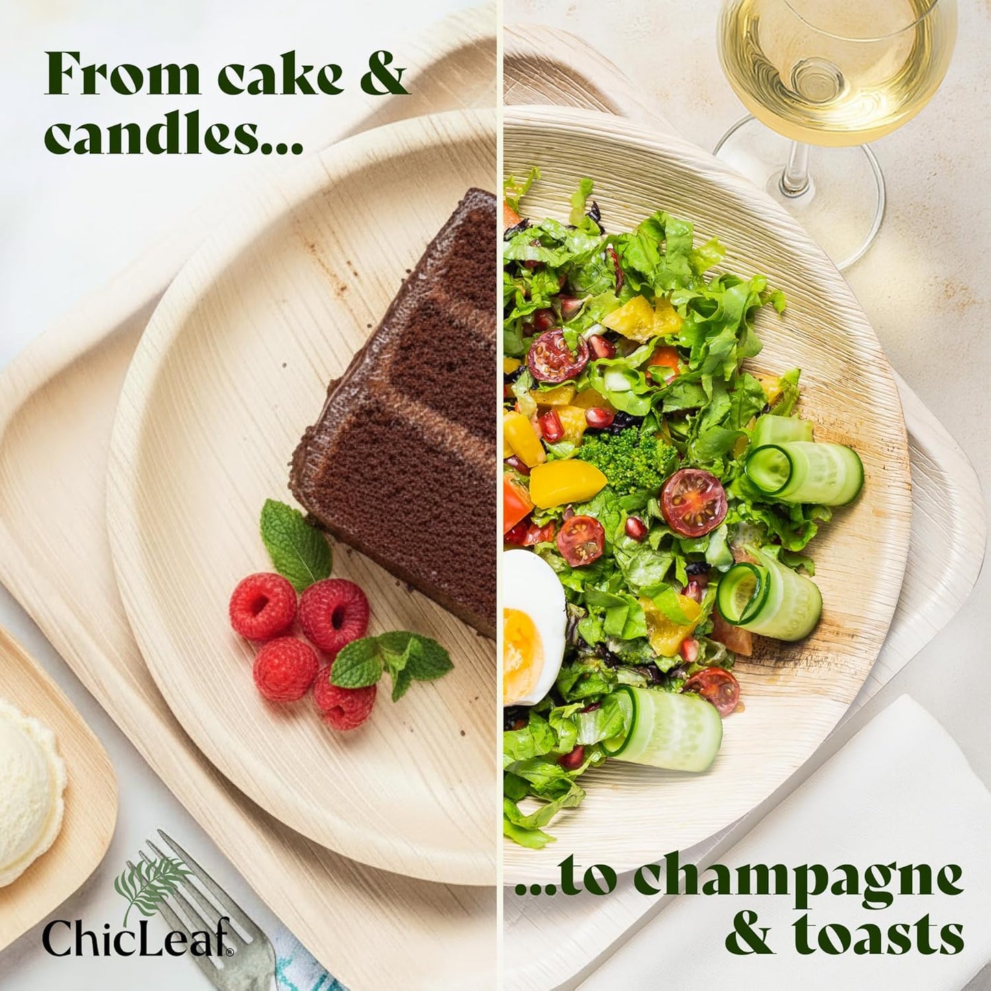 Chic Leaf Palm Leaf Plates Disposable Inch Square Pack Compostable Biodegradable & Eco Friendly Plates - Microwave Safe Disposable (10'' - 25 Pack)