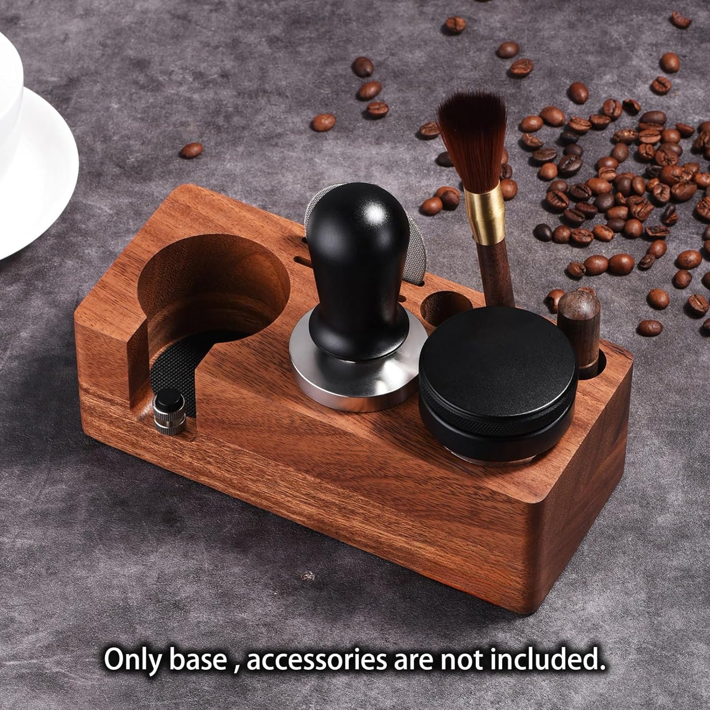 Espresso Tamping Station(58MM) Walnut wood,Espresso Coffee Anti-pressure Pad Stand, Espresso Station,Coffee Tamper Station Organizer for Countertop