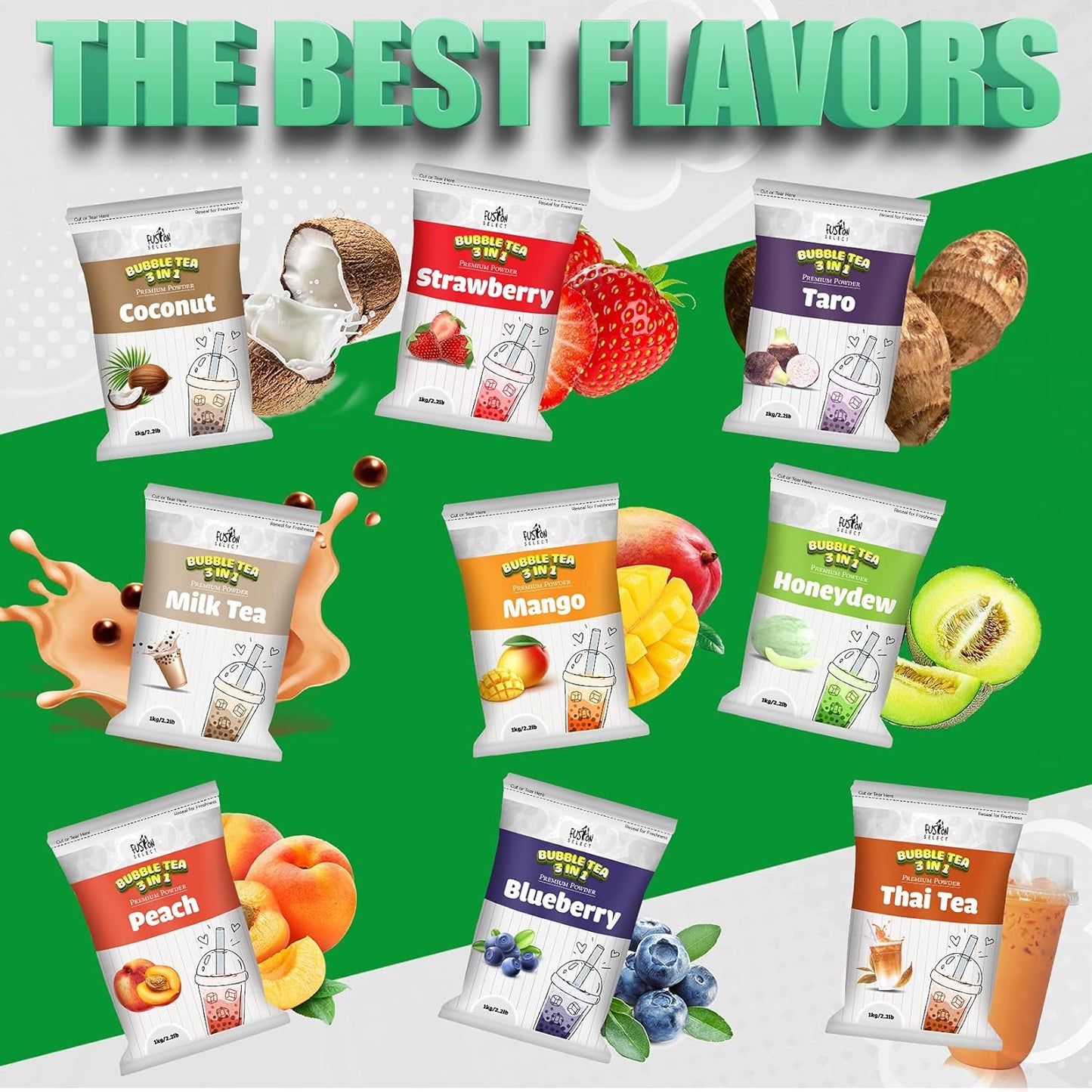 Fusion Select 2.2lb Banana MilkTea Powder For Bubble Tea, Boba Tea, 3-in-1 Drink Powder with Cream & Sugar, Smoothies - Instant Pre-Mixed Beverage for Hot or Cold Blends or Yummy Frappes