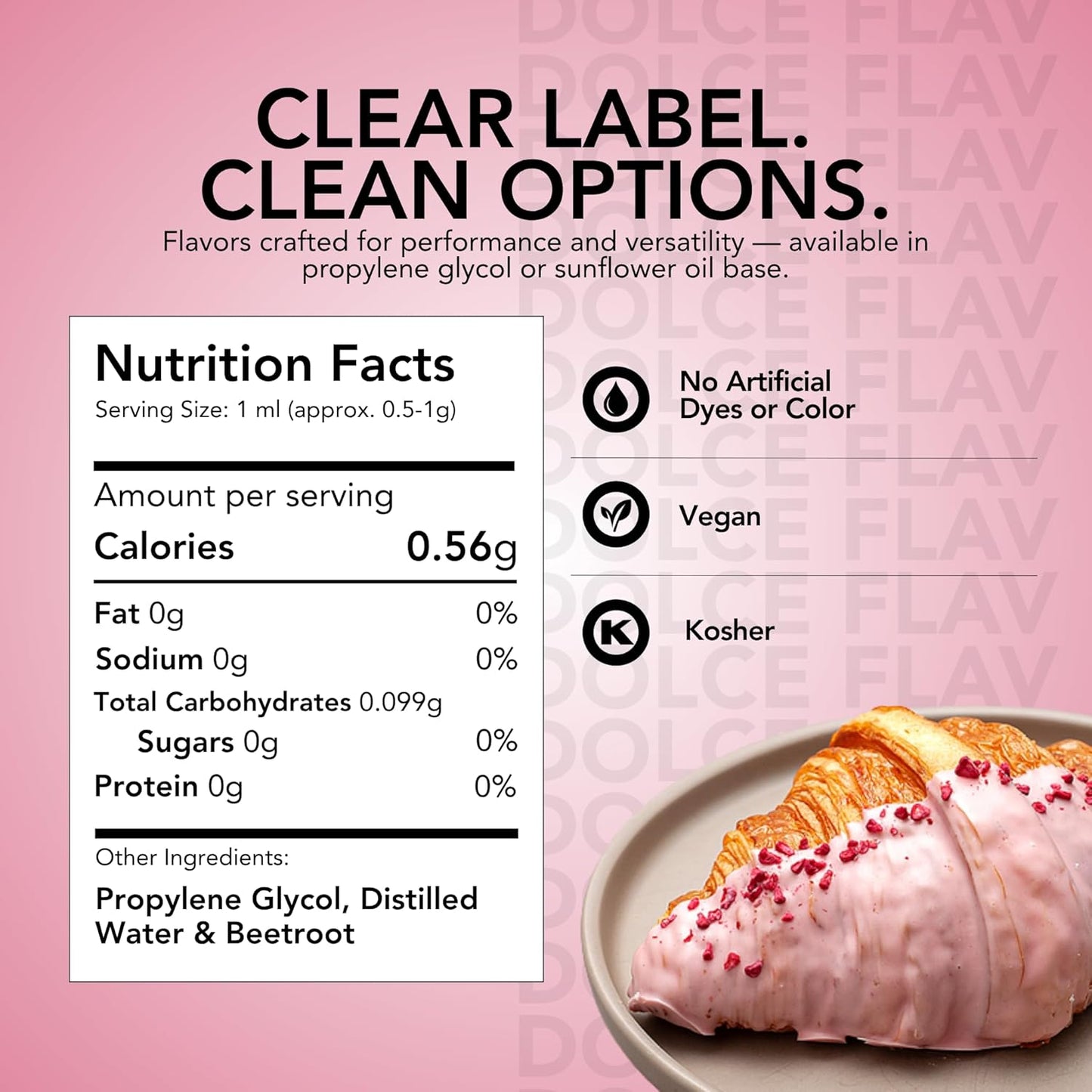 Dolce Flav Natural Pink Food Coloring – 2 oz Plant-Based Color from Beetroot with Graduated Dropper | Water-Soluble Liquid Dye for Baking, Frostings & Drinks | Kosher | Made in USA