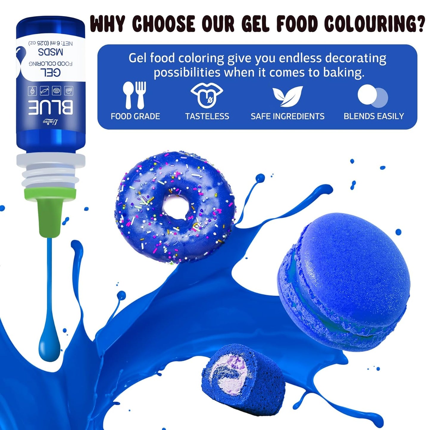 Gel Food Coloring - 4.5oz Vivid Food Coloring Gel for Baking, Cake Decorating, Cookie, Fondant, Macaron - Tasteless Concentrated Edible Food Color Dye for Icing, Slime, Drinks, DIY Crafts (Light Blue)