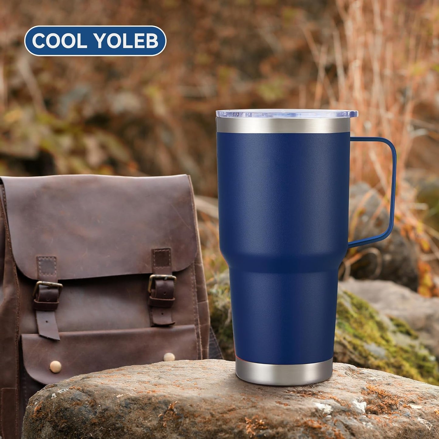 30 oz Tumbler with Handle and Lid, Stainless Steel Tumblers Bulk Double Wall Vacuum Insulated Travel Mug Leak Proof Cup Keep Drinks Cold and Hot Navy, 12 Pack