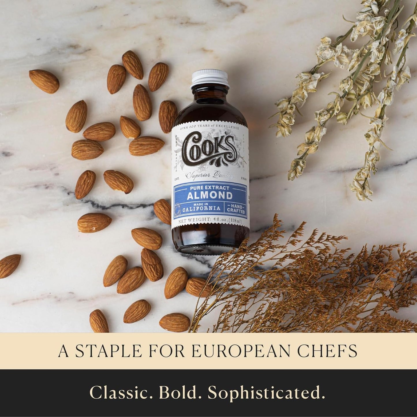 Cook’s, Pure Almond Extract for Baking, Cooking, and Mixology, Allergen Free Almond Flavoring Extract, 16 oz