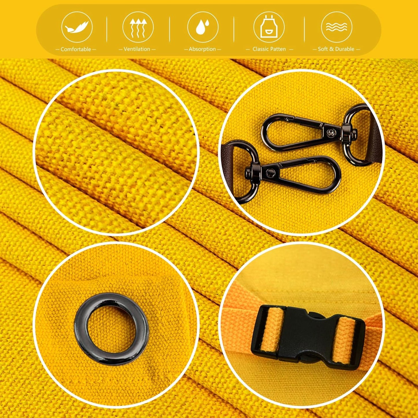 Kitchen Apron, Work Apron, Canvas, Multiple Pockets, Gardening, Painting, BBQ, Artist, Carpenter, Sizes M to XXL, Yellow