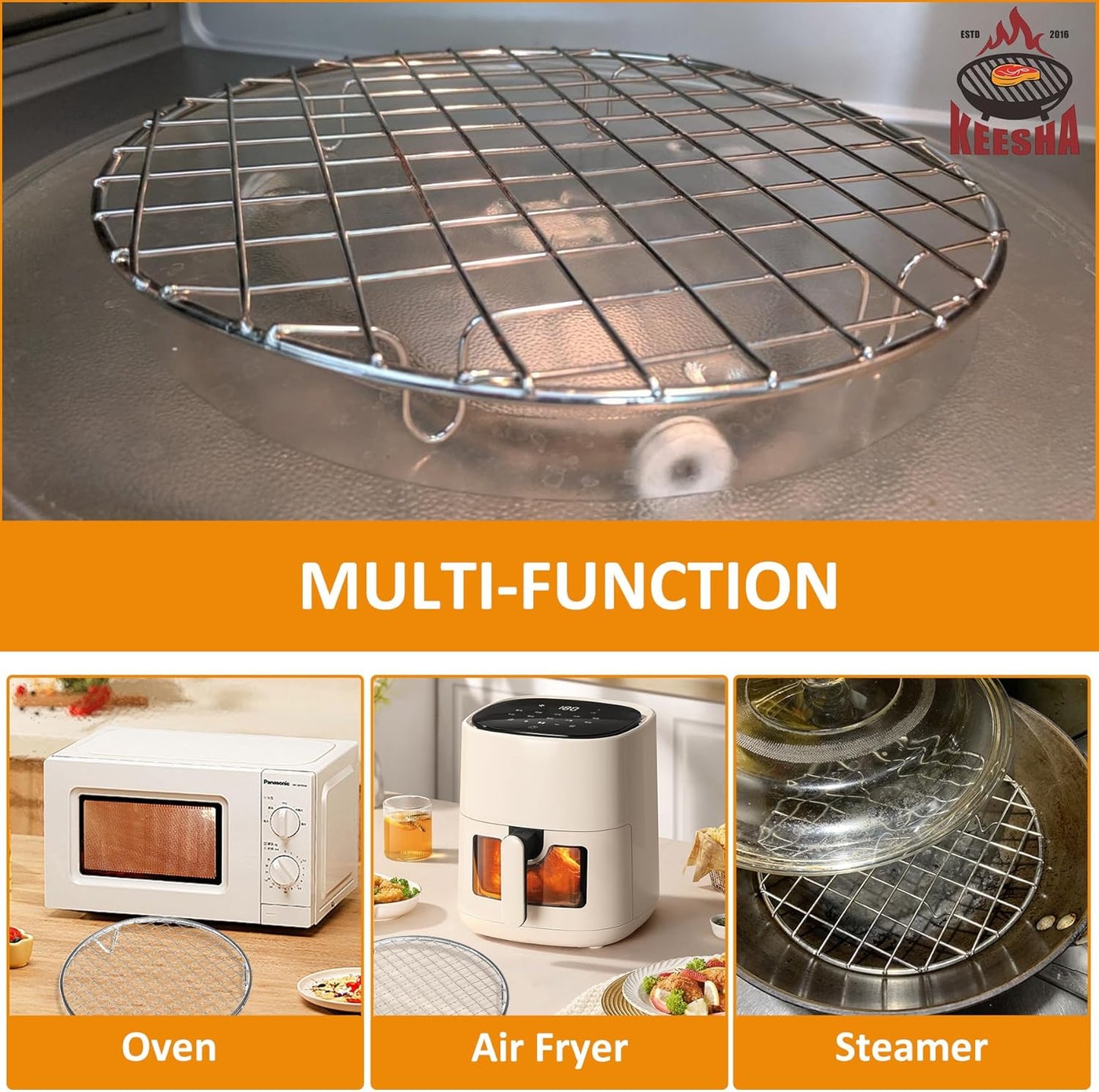 Cooling Rack - 10" & 8.3" 304 Stainless Steel Dish Rack for Cooking and Baking - Premium Steamer Rack, Canning Rack - Stackable Cake Cooling Rack - Set of 2