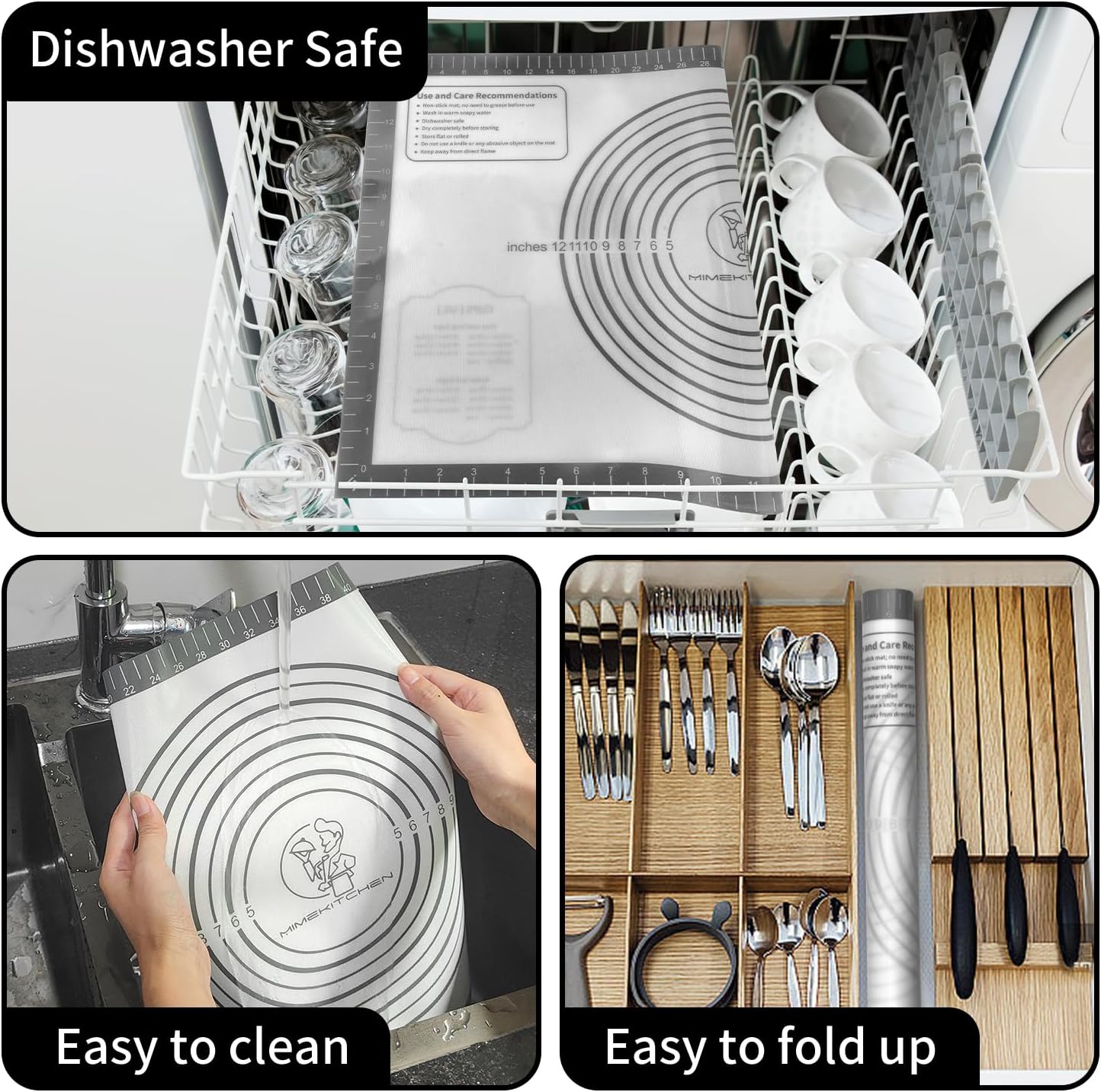 Silicone Baking Mat with Measurement, Non Stick Pastry Mat for Dough Rolling, Fondant Mat, Pie Crust Pizza, Macaron,Cookie Sheet, Reusable Baking Supplier Tools