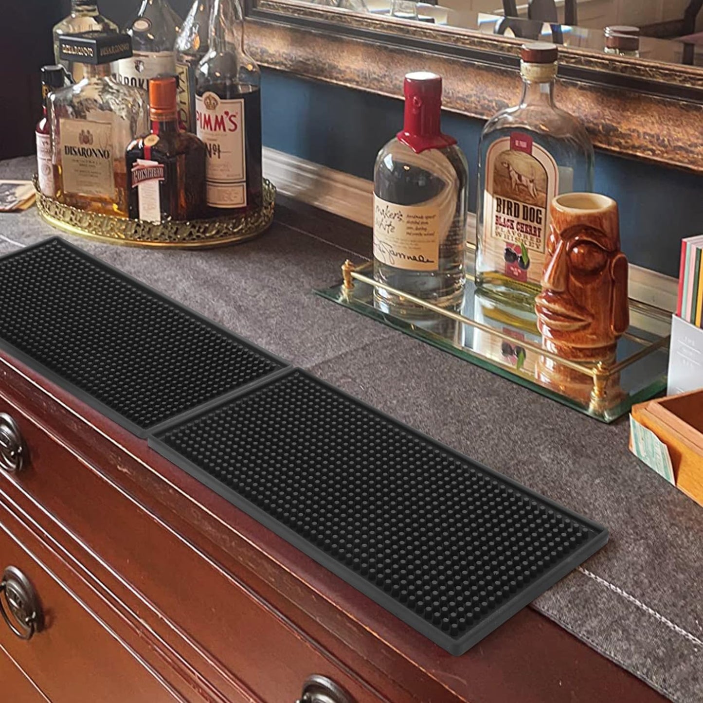 10 Pack 6 x 12 Inch Rubber Bar Mats, 12" x 6" Black Bar Service Mat for Countertop, Bartending, Efficient and Stylish Solution for Every Bartending Need,by KUKLIPJIM