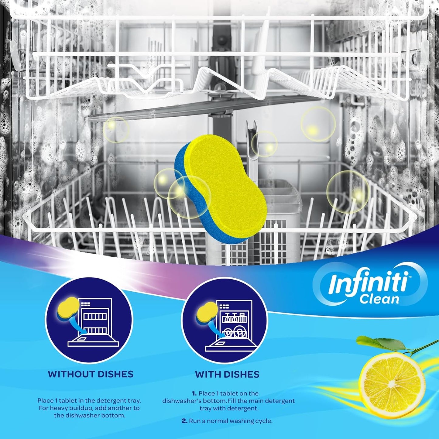 Dishwasher Cleaner and Deodorizer Tablets - Deep Clean Dishwasher Cleaner Tablets, Septic Safe, Natural Limescale Remover - Compatible with All Models (12 Pack)