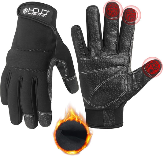 HANDLANDY Work Gloves for Men & Women, Utility Mechanic Working Gloves Touch Screen, Flexible Yard Work Gloves