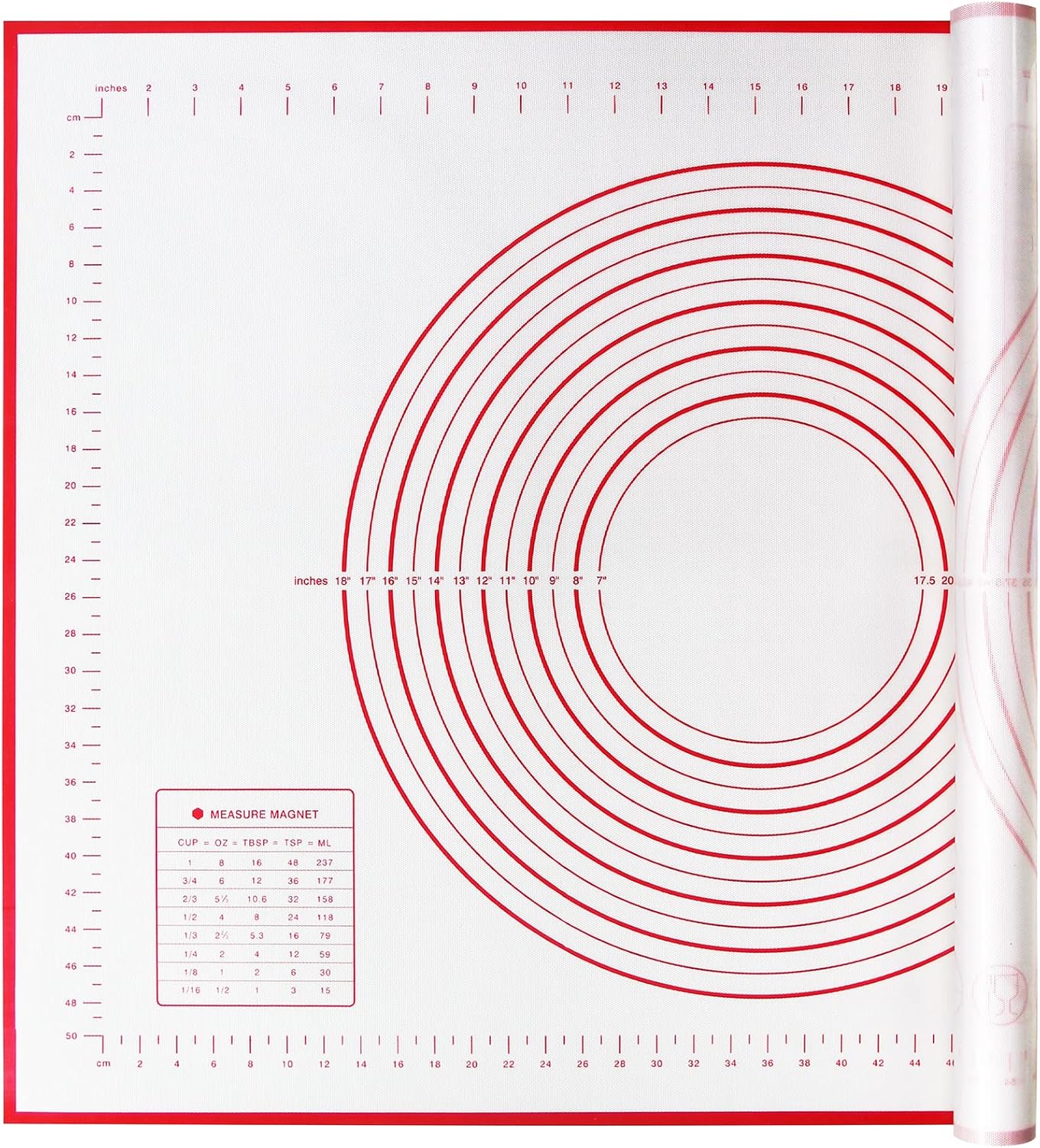 Yansumi Silicone Pastry Mat Extra Large Non-Slip Mat for Rolling Dough Pie Crust and Baking Non-Stick with Measurements (Red, 32x24)