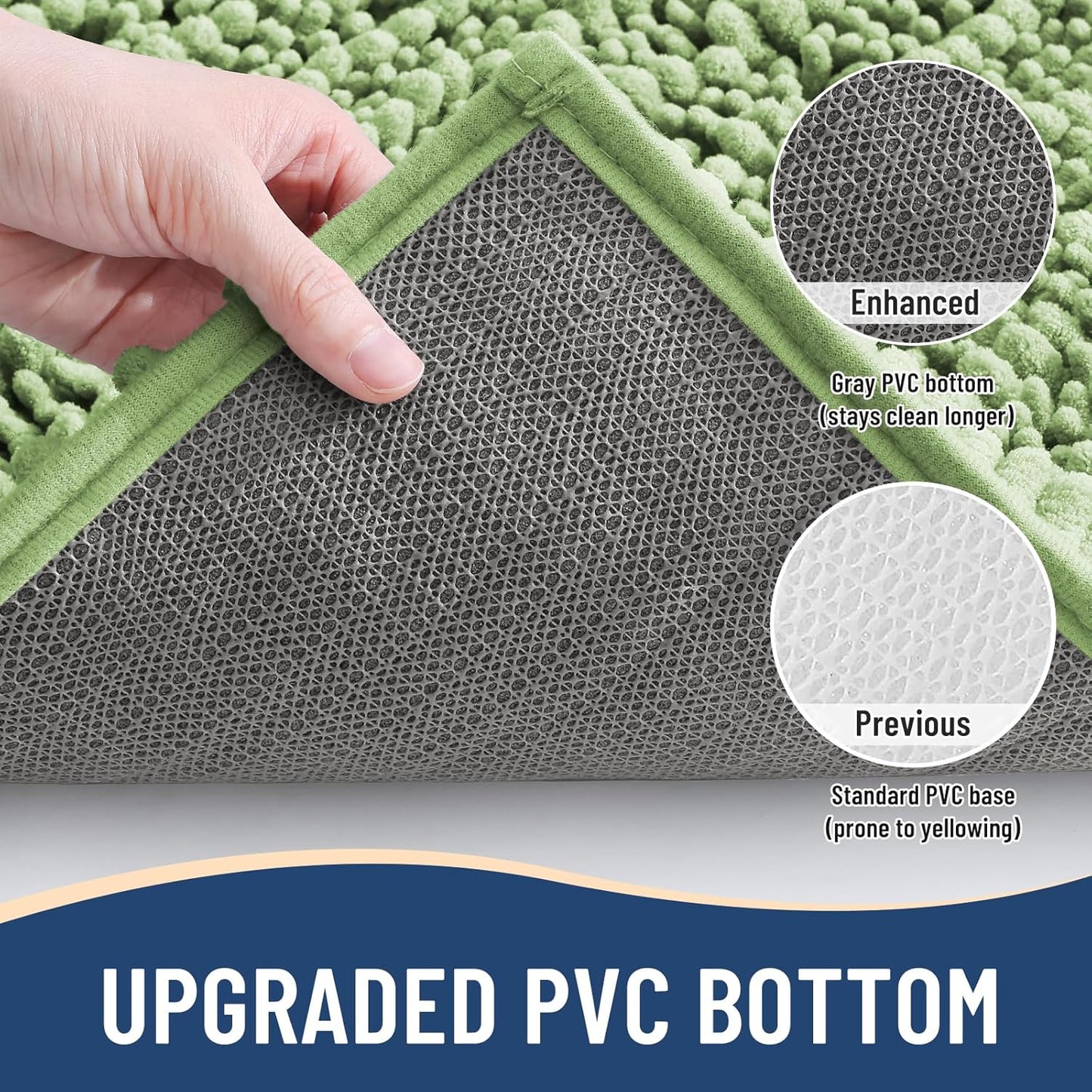 Arotive Luxury Chenille Bathroom Rug Mat, Extra Soft Thick Absorbent Shaggy Bath Rugs, Non-Slip Machine Wash Dry, Plush Bath Mats for Bathroom, Shower and Tub, 40x32, Sage Green