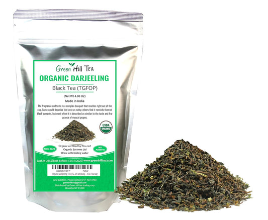 Organic Darjeeling Tea (TGFOP 2nd Flush), A complex breakfast tea which likes to be taken seriously – 4 OZ Tea Bag