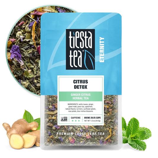 Tiesta Tea - Ginger Citrus Herbal Loose Leaf Tea, Lemon Ginger Tea with Mint and Chamomile, Caffeine-Free, Brew Hot or Iced, Makes Up to 25 Cups, Resealable Pouch, 1.2 Ounce