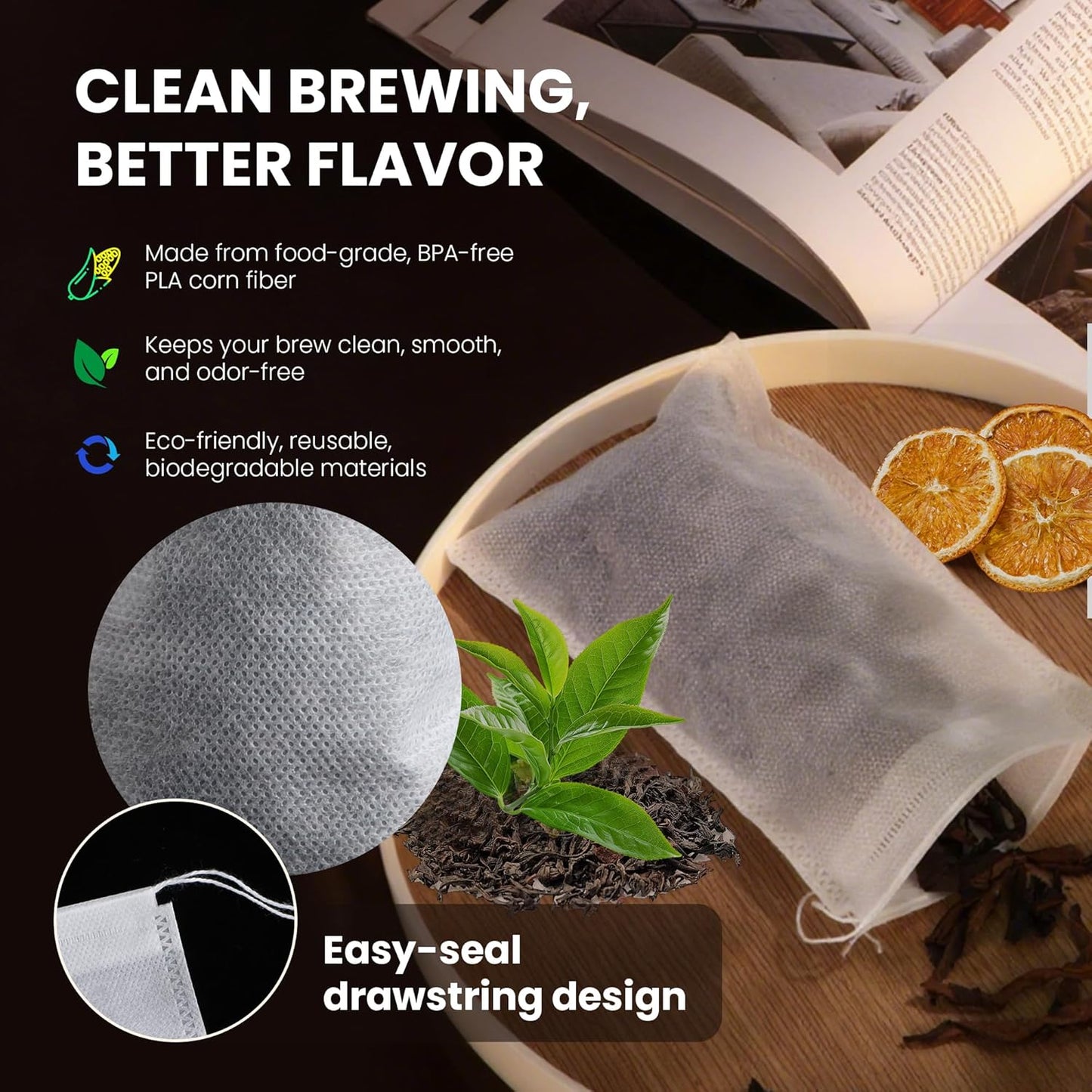 120 Count Cold Brew Coffee Filter Bags – 4x6 Inch Disposable Fine Mesh Drawstring Tea & Coffee Pouches – Fits 64oz Mason Jar, Tear-Resistant, Made from Natural Materials
