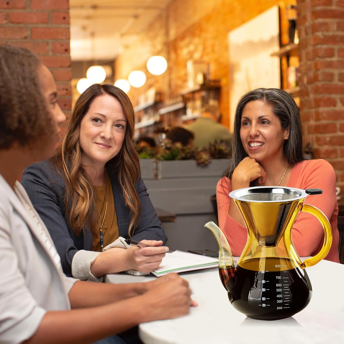 Unbreakable - Pour Over Coffee Maker with Double Stainless Filter 34 fl oz, Thickened Heat-Resistant Borosilicate Glass Pour Over Coffee Dripper, Stovetop Safe