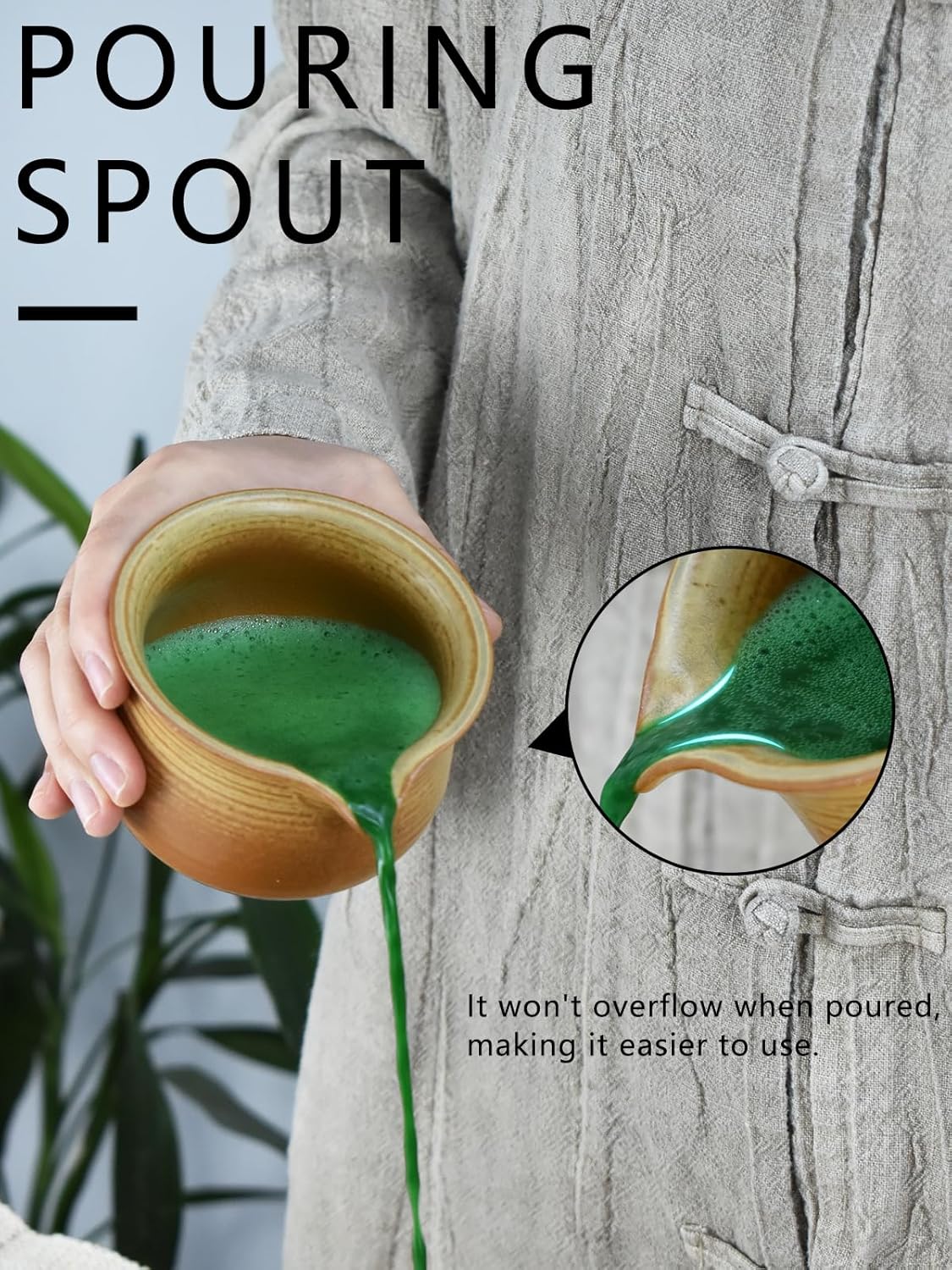 Artcome Matcha Tea Set – 4 Piece Japanese Ceremonial Kit with 9oz Ceramic Bowl with Spout, Bamboo Whisk, Scoop, Whisk Holder & Tea Manual – Traditional Matcha Starter Kit for Daily Use