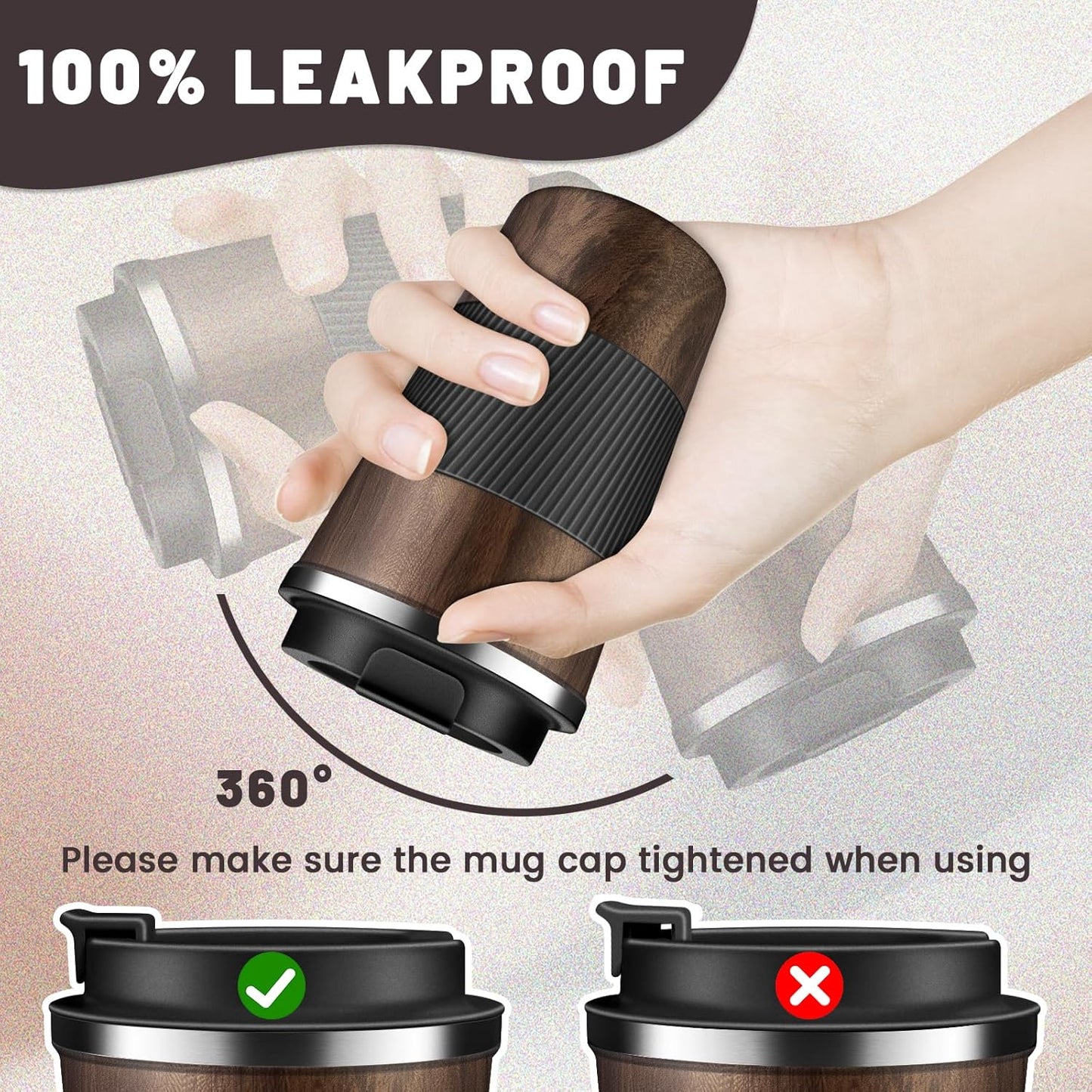 Insulated Coffee Tumblers with Flip Lid 12oz / 17oz, Stainless Steel Travel Coffee Mug Leak Proof, Vacuum Insulated Coffee Mug Reusable Cup, Keeps Cold and Hot for Coffee Tea