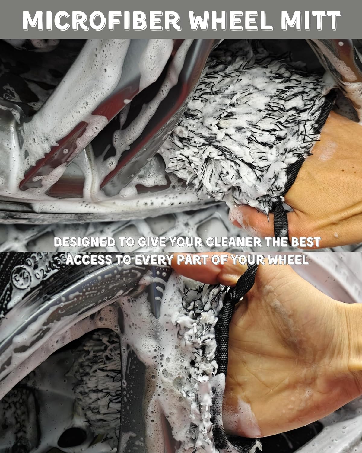 7PCS Pro-Grade Wheel Cleaning Kit: Long Handle Soft Wheel Brushes, Detailing Brush, Tire Scrubber, Wash Mitt, Hex-Logic Applicator & Microfiber Towel for Deep Car Detailing