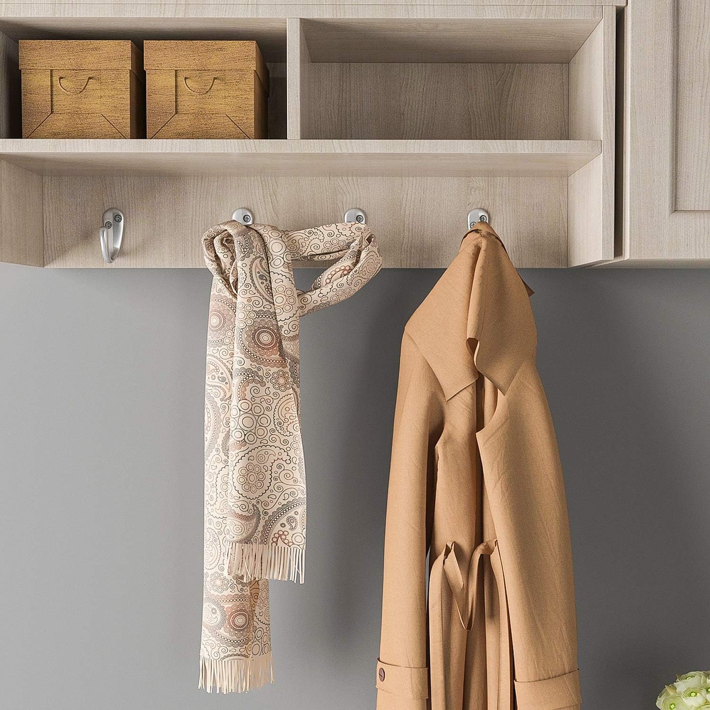 IBosins 15PCS Coat Hooks Wall Mounted Single Prong Robe Hook for Hanging Towel Hooks with 30 Screws for Bags, Hat, Cap, Scarf, Cup (Silvery)