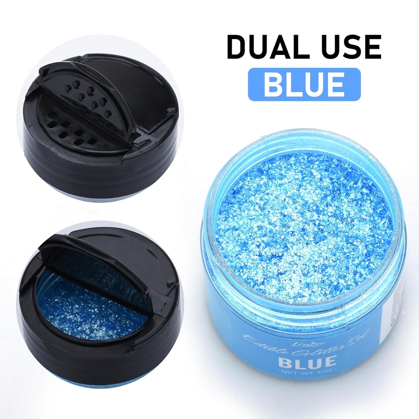 Edible Glitter - 30g Edible Luster Dust Metallic Food Grade Coloring Glitter for Drinks, Cake Decorating, Baking - Edible Dust Powder Shimmer Sprinkle Powder for Icing, Cocktail, Wine, Candy (Blue)